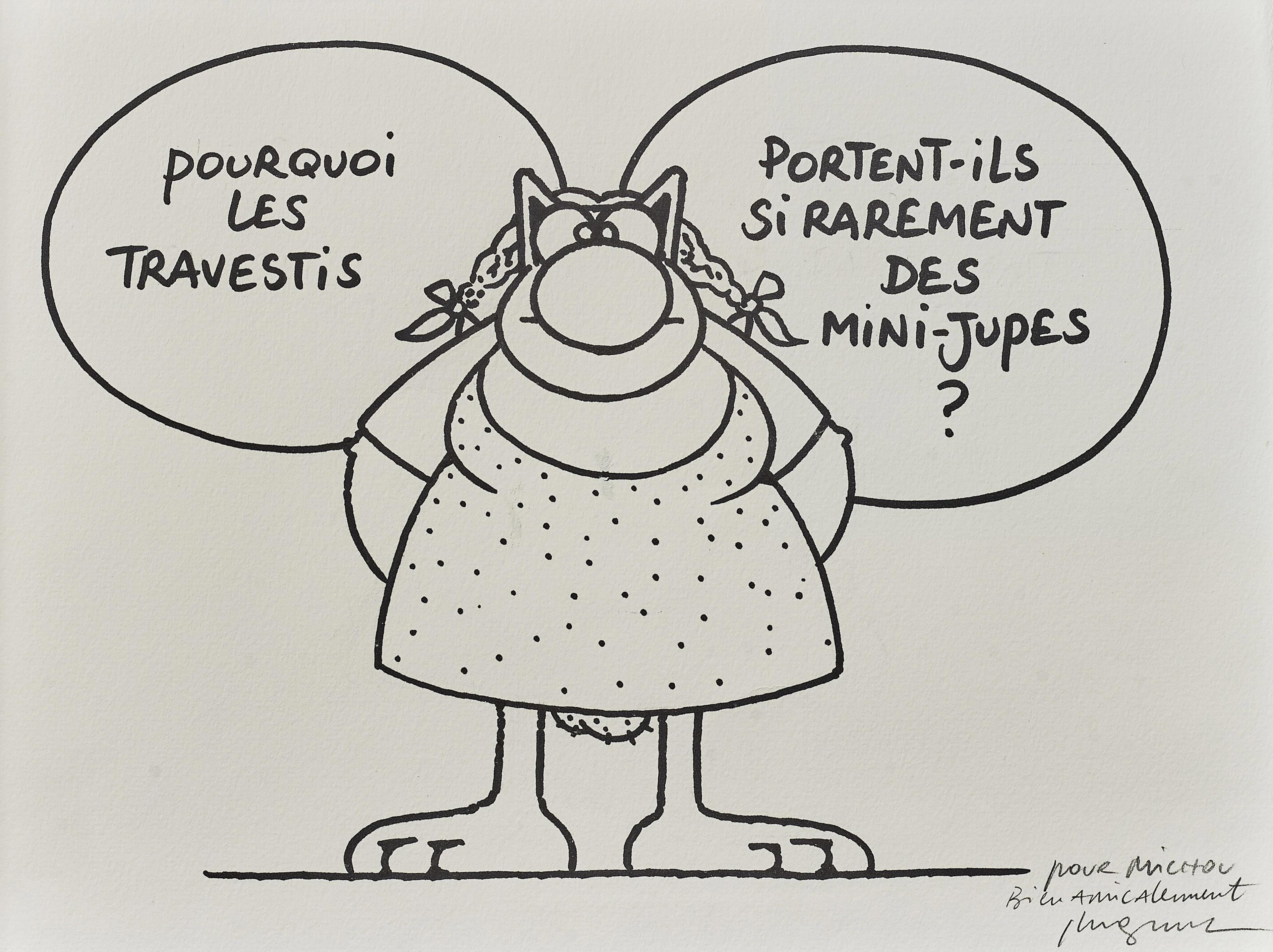 Philippe GELUCK Né en 1954 Sans titreLe Chat et les travestis