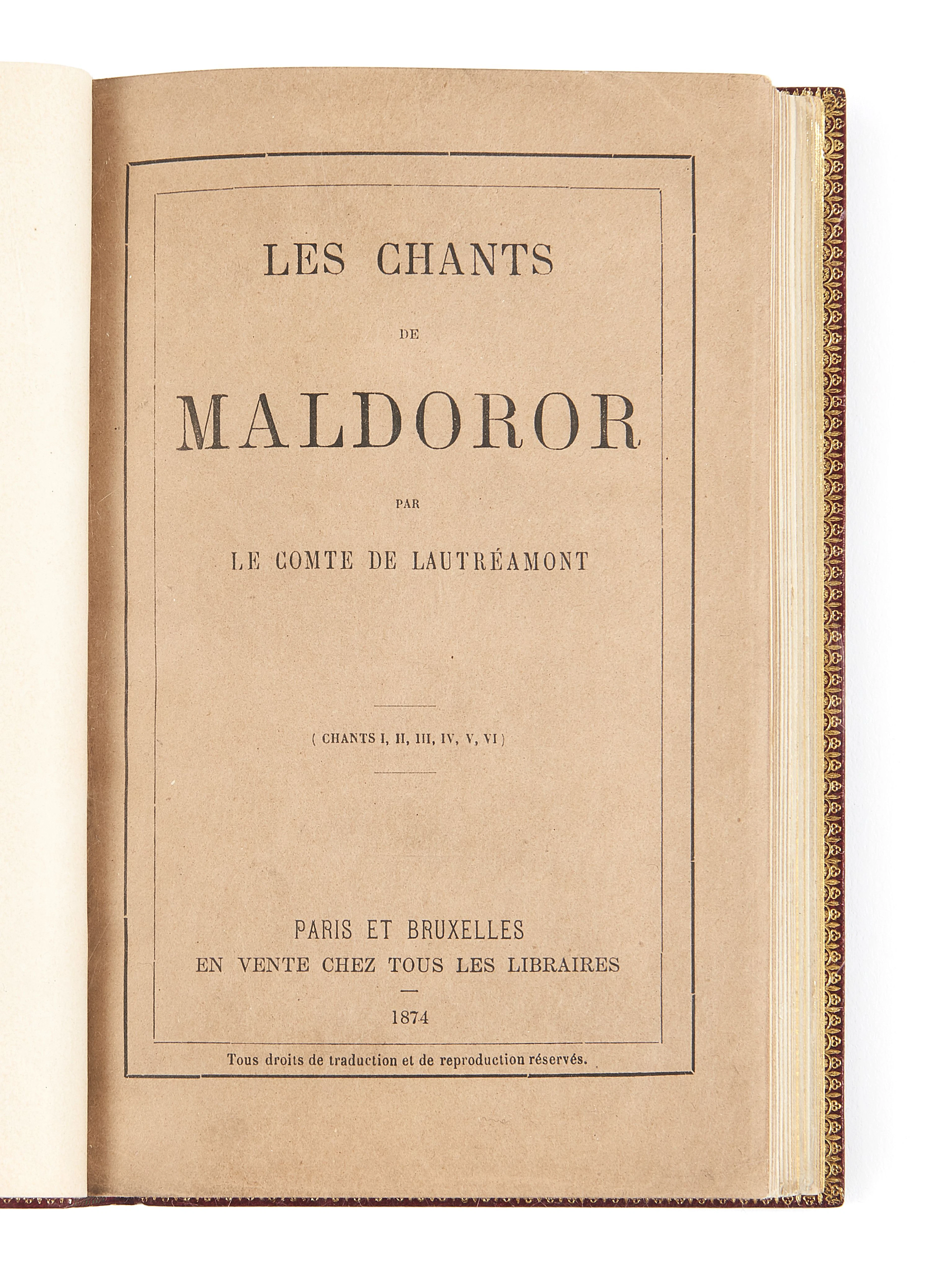 LAUTRÉAMONT (comte de) Les Chants de Maldoror (Chants I, II, III, IV, V, VI).