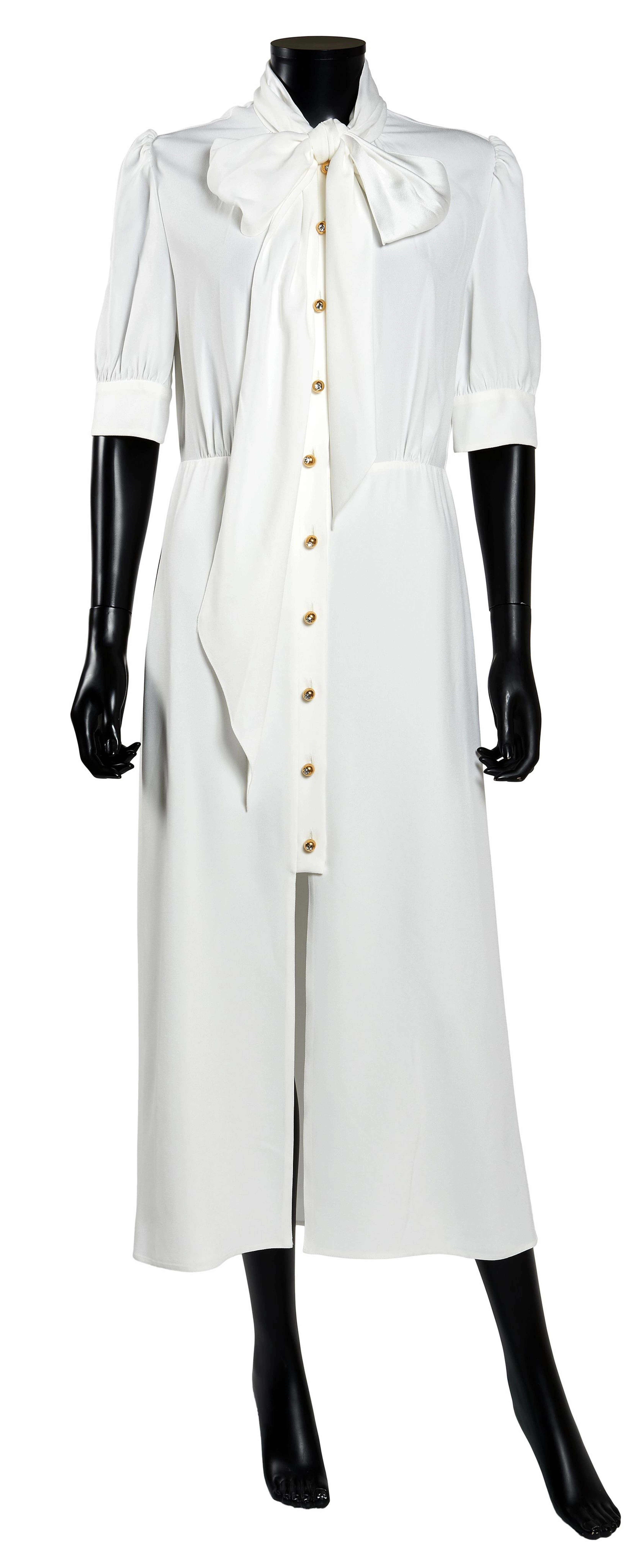 PRADA (2019) ROBE en acétate et viscose blanc