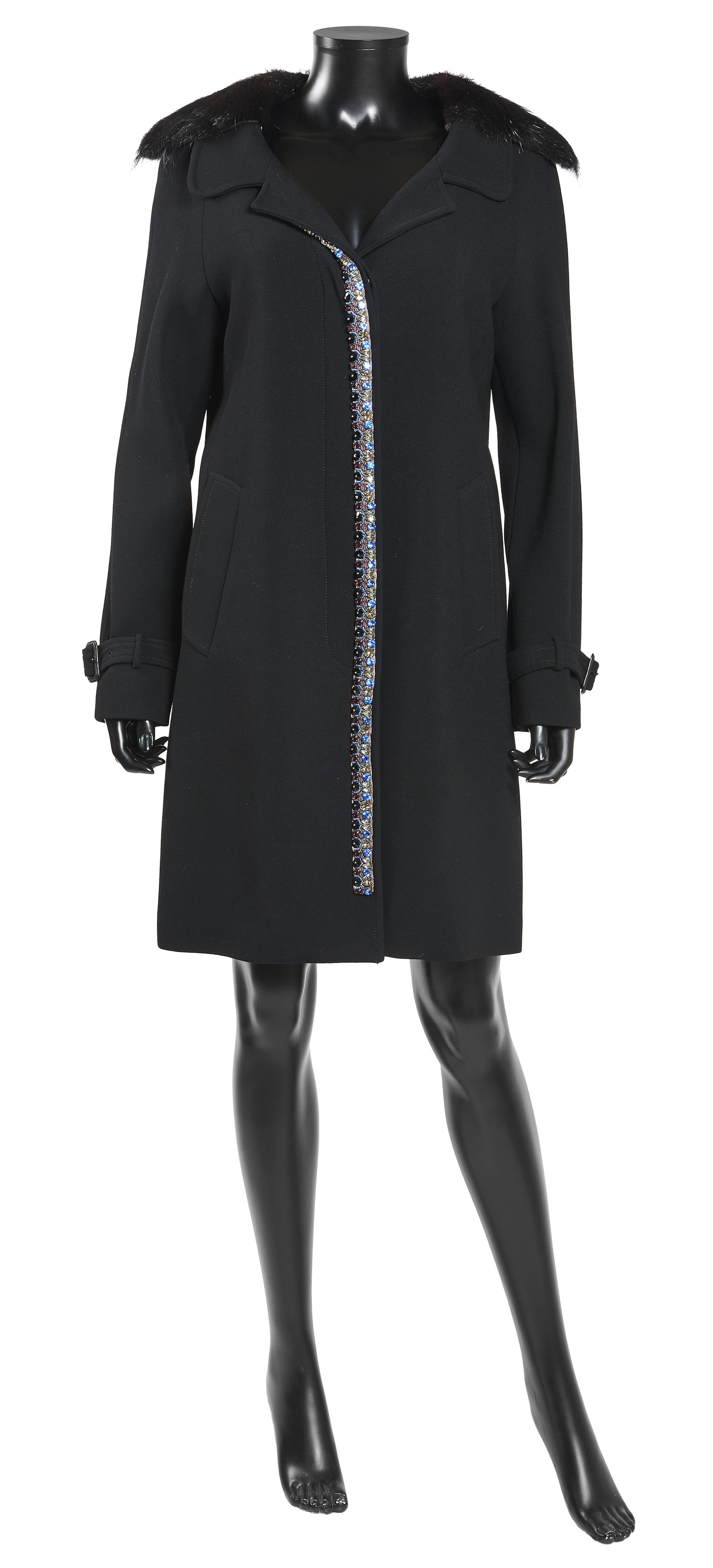 PRADA MANTEAU en lainage noir