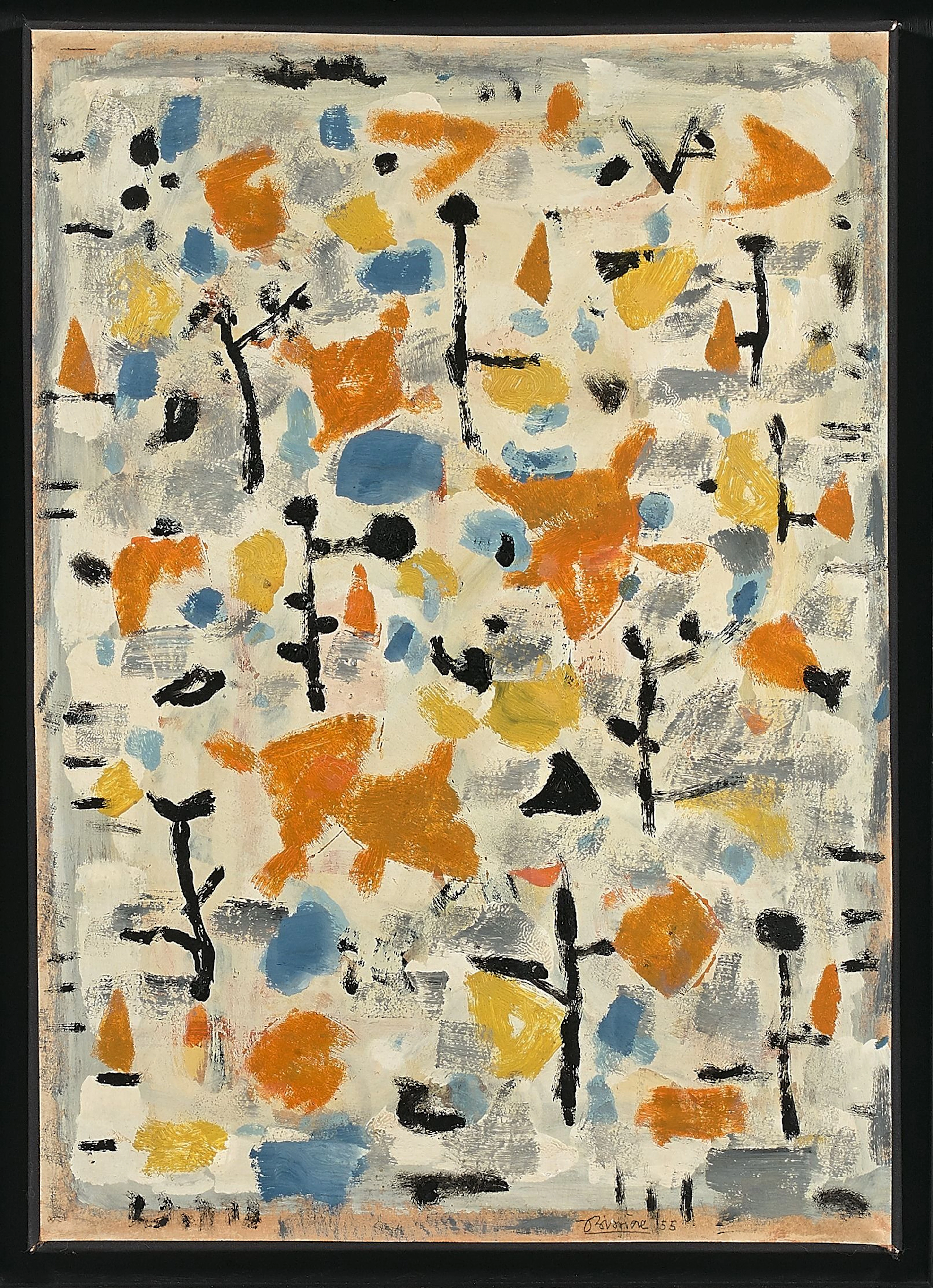 Roger BISSIÈRE (1886 - 1964) COMPOSITION 250 - 1955 Huile...