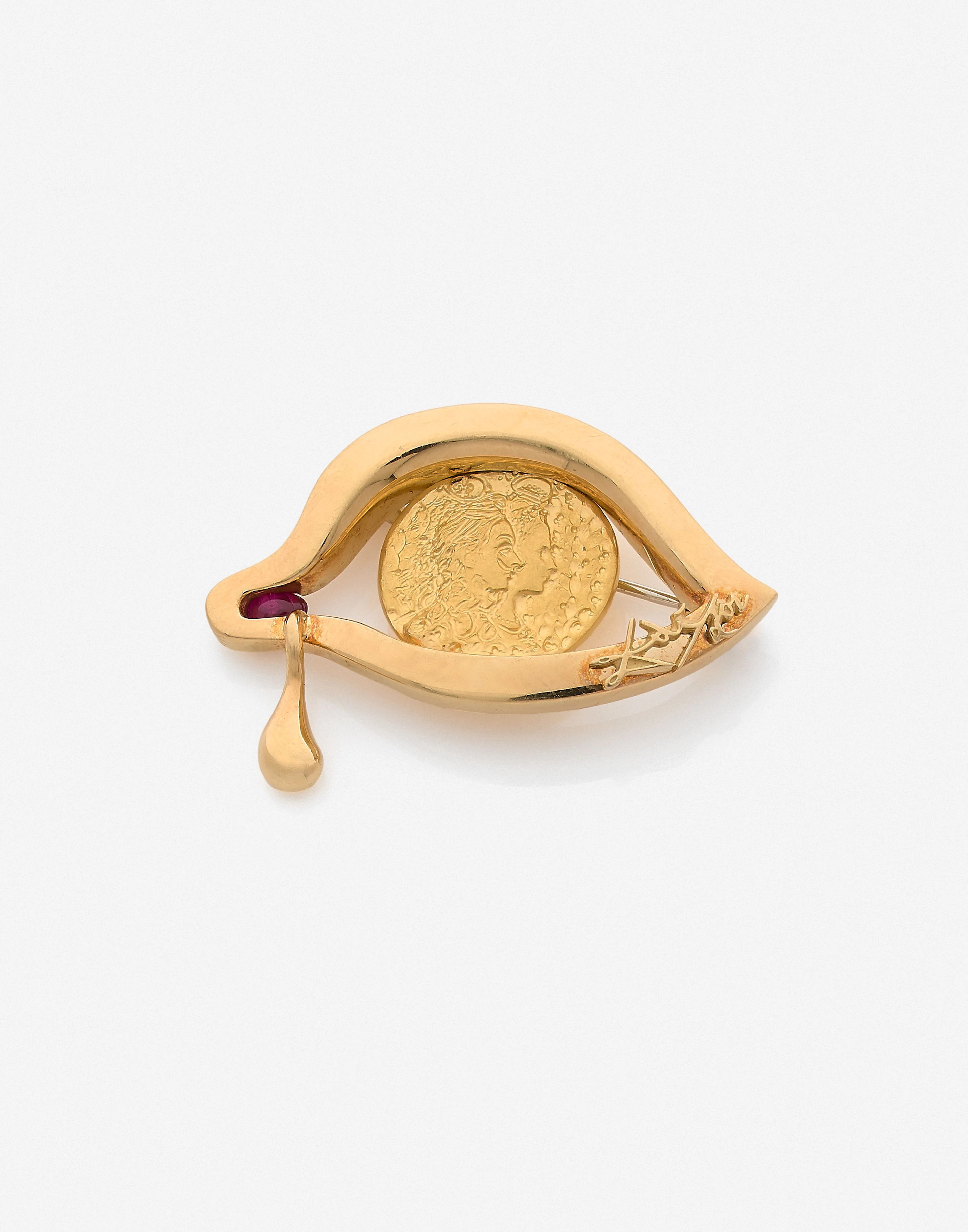 PIAGET pour DALI Broche en or sertie d'un Dali d'or en 22k