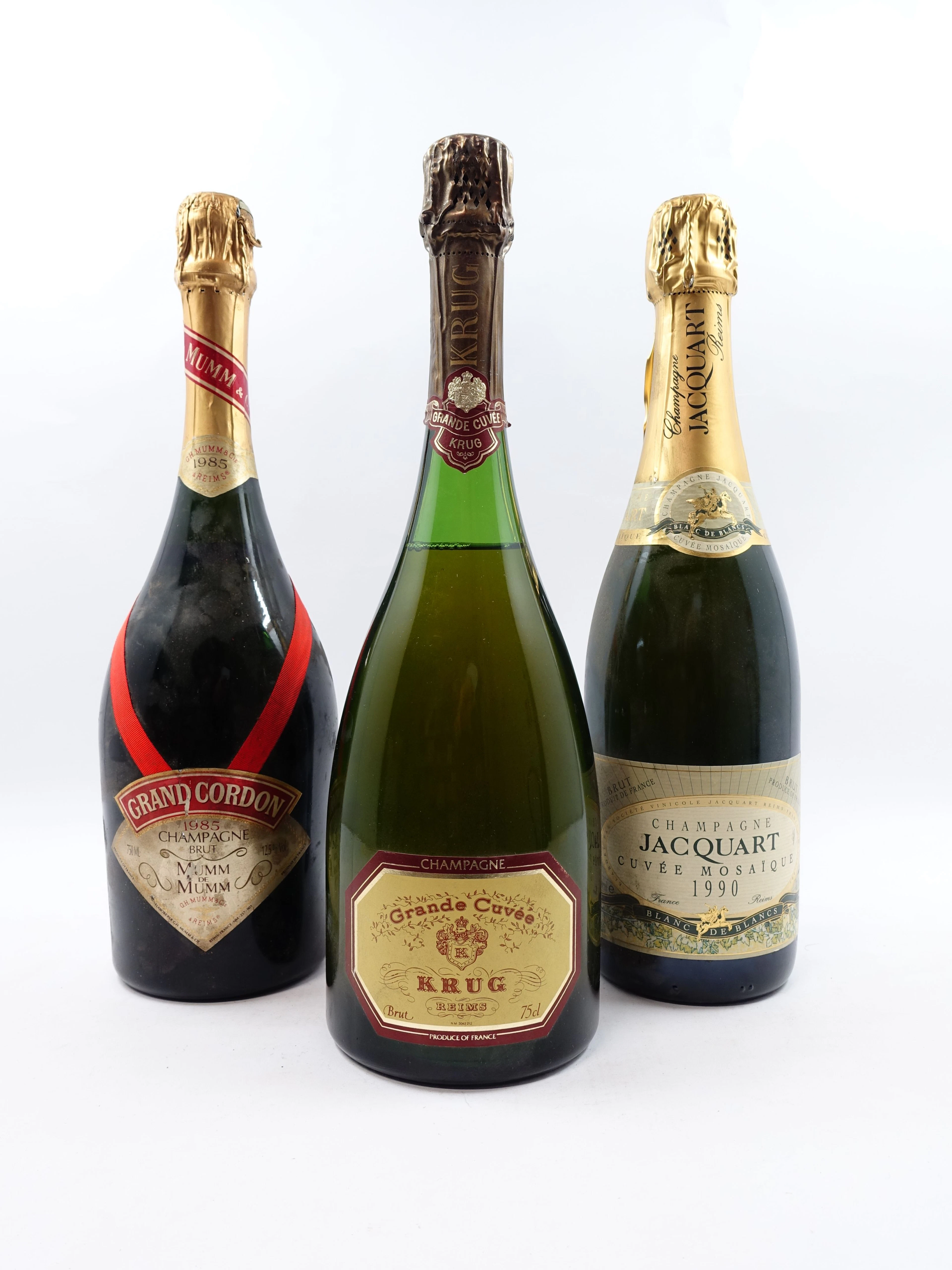 3 bouteilles 1 bt : CHAMPAGNE MUMM 1985 Cuvée Grand...