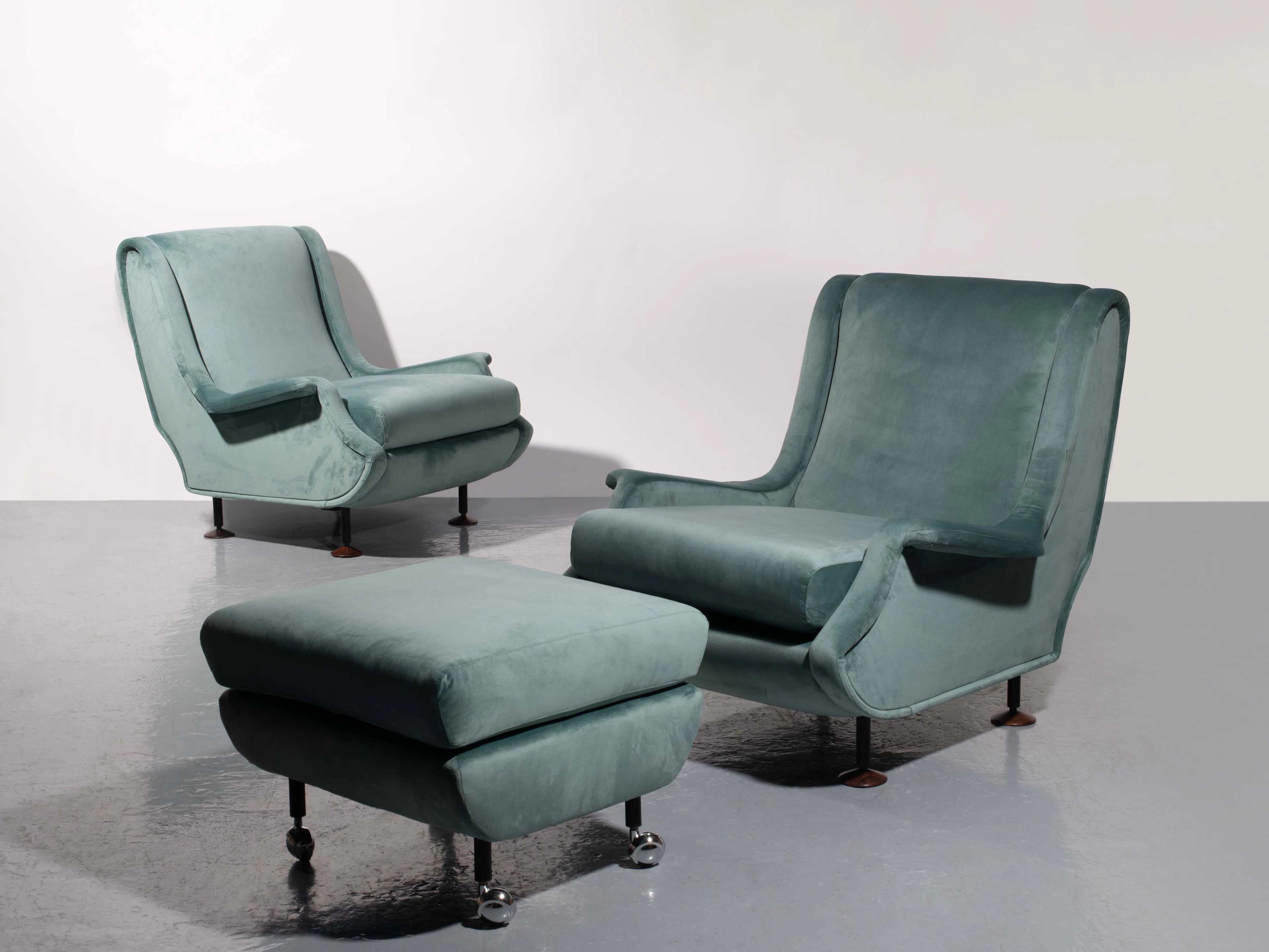 Marco ZANUSO 1916-2001 Paire de fauteuils «Regent» et son ottoman - 1960