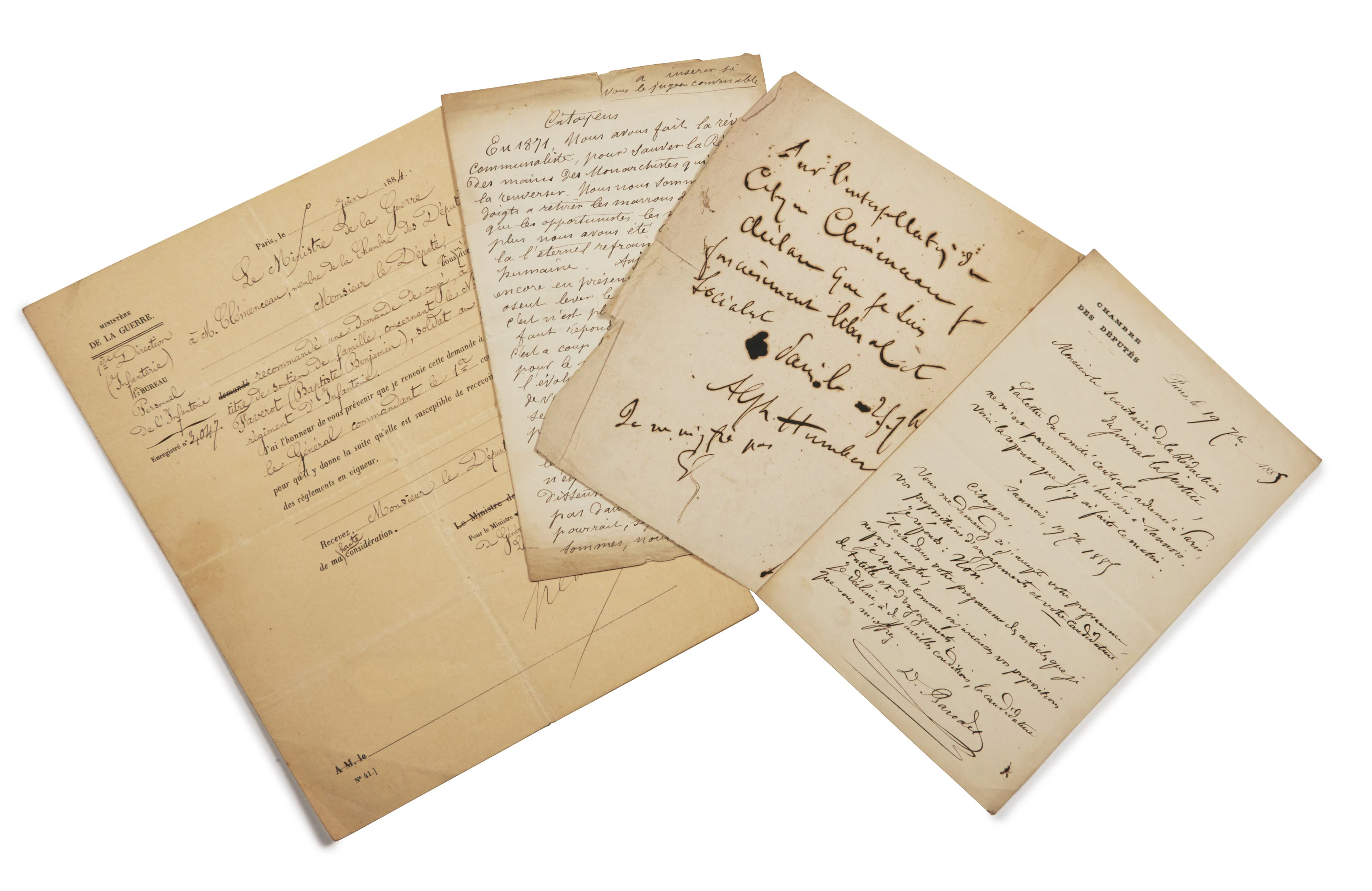 CLEMENCEAU (Georges) Réunion de 9 lettres ou télégrammes...