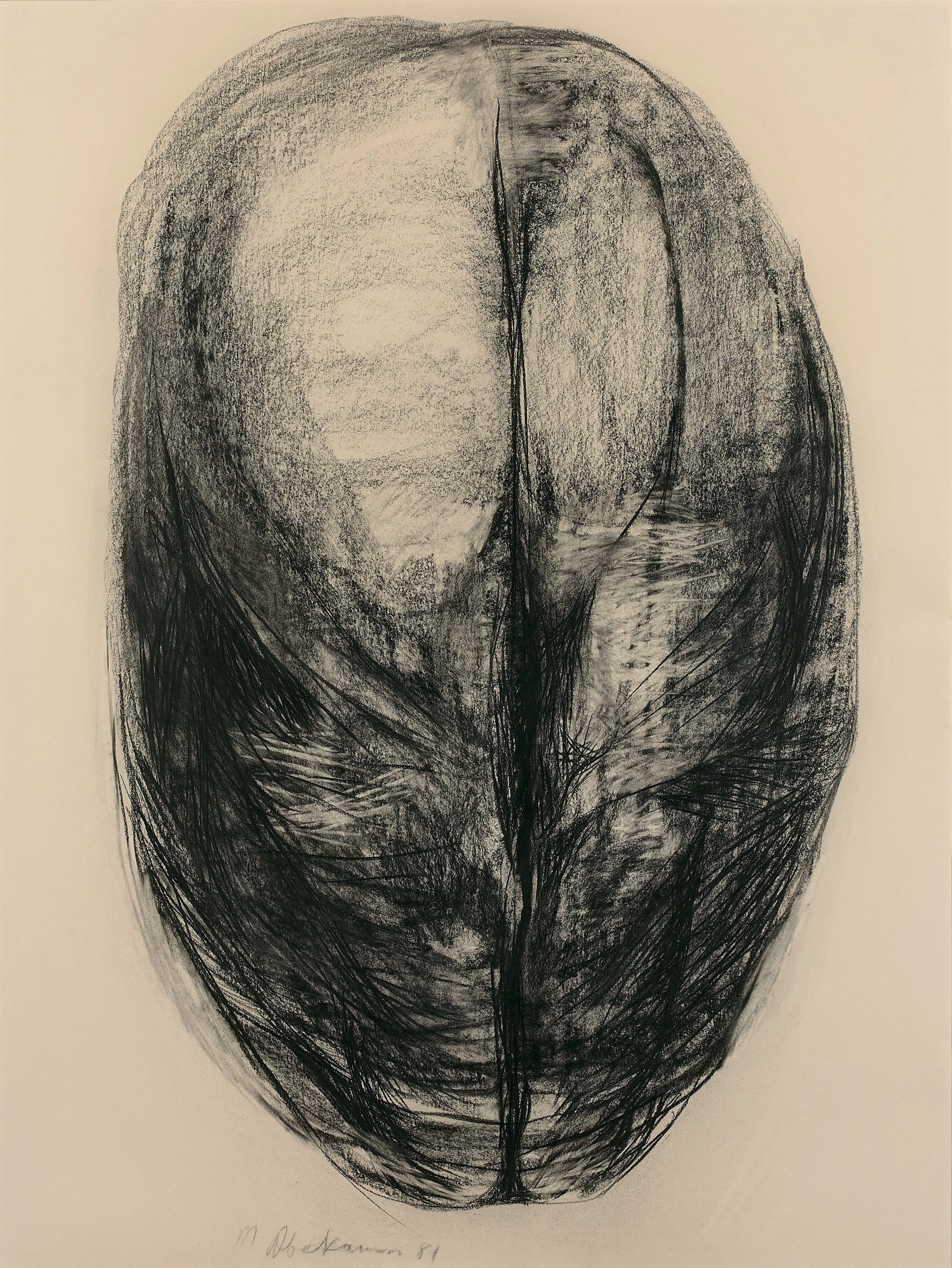 Magdalena ABAKANOWICZ (1930 - 2017) TETE N°5 - 1981 Fusain sur papier