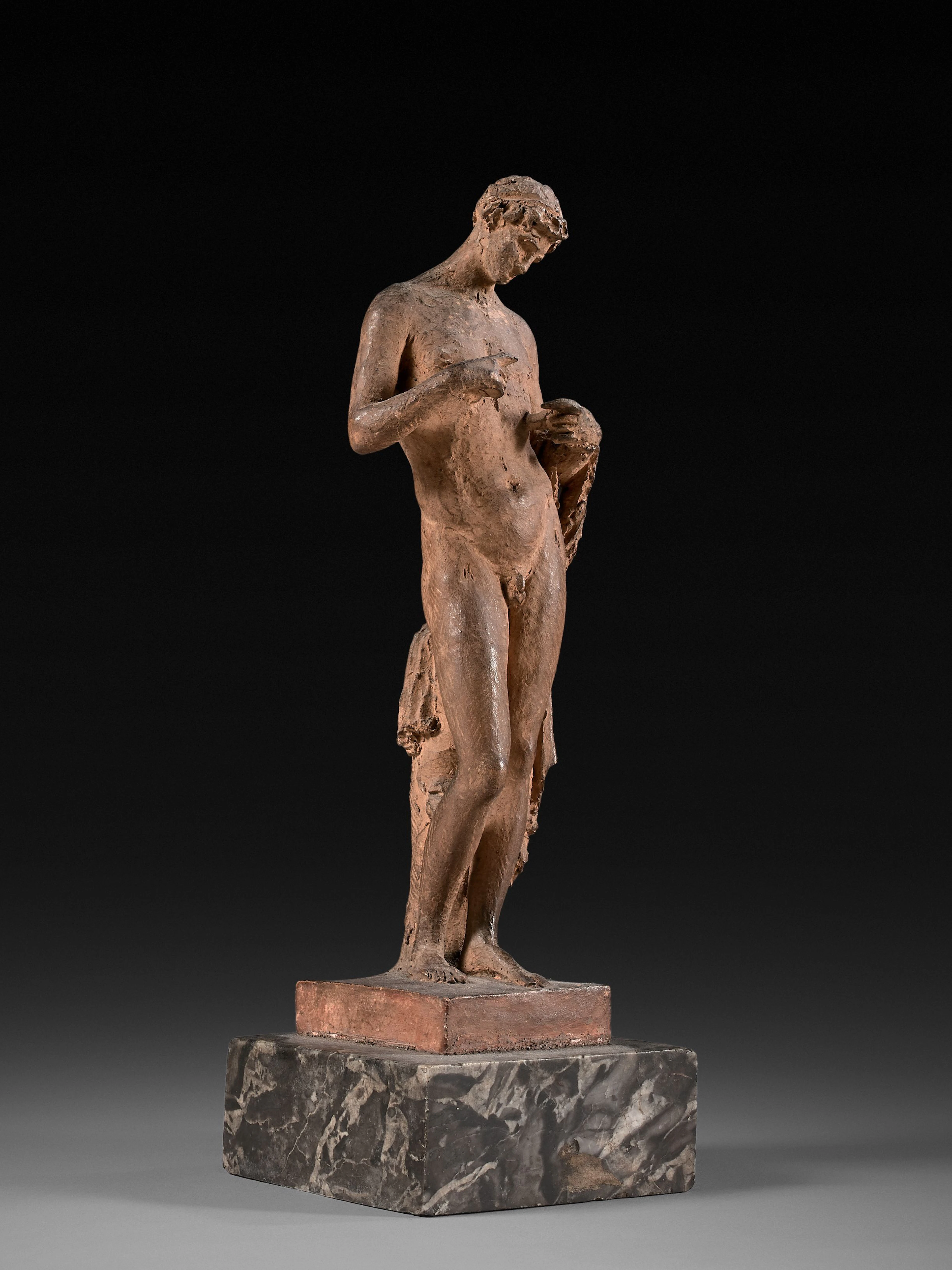 Jules RAMEY Paris, 1796 - 1852 Etude d'homme debout Terre cuite