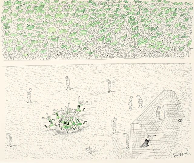 Jean-Jacques SEMPÉ Né en 1932 Le but Encre de Chine et...