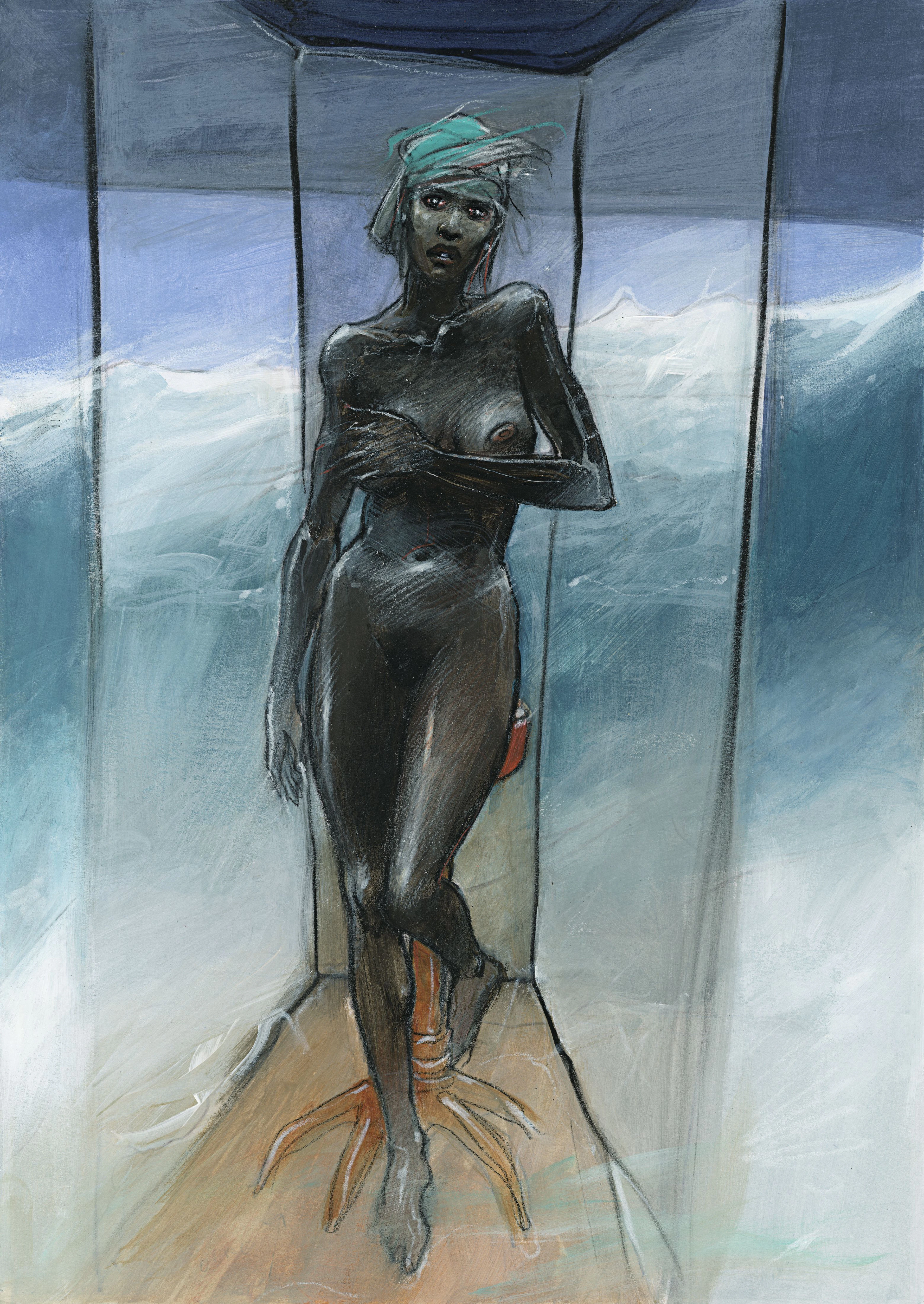 *Enki BILAL Né en 1951 Un siècle d’amour Encre de Chine