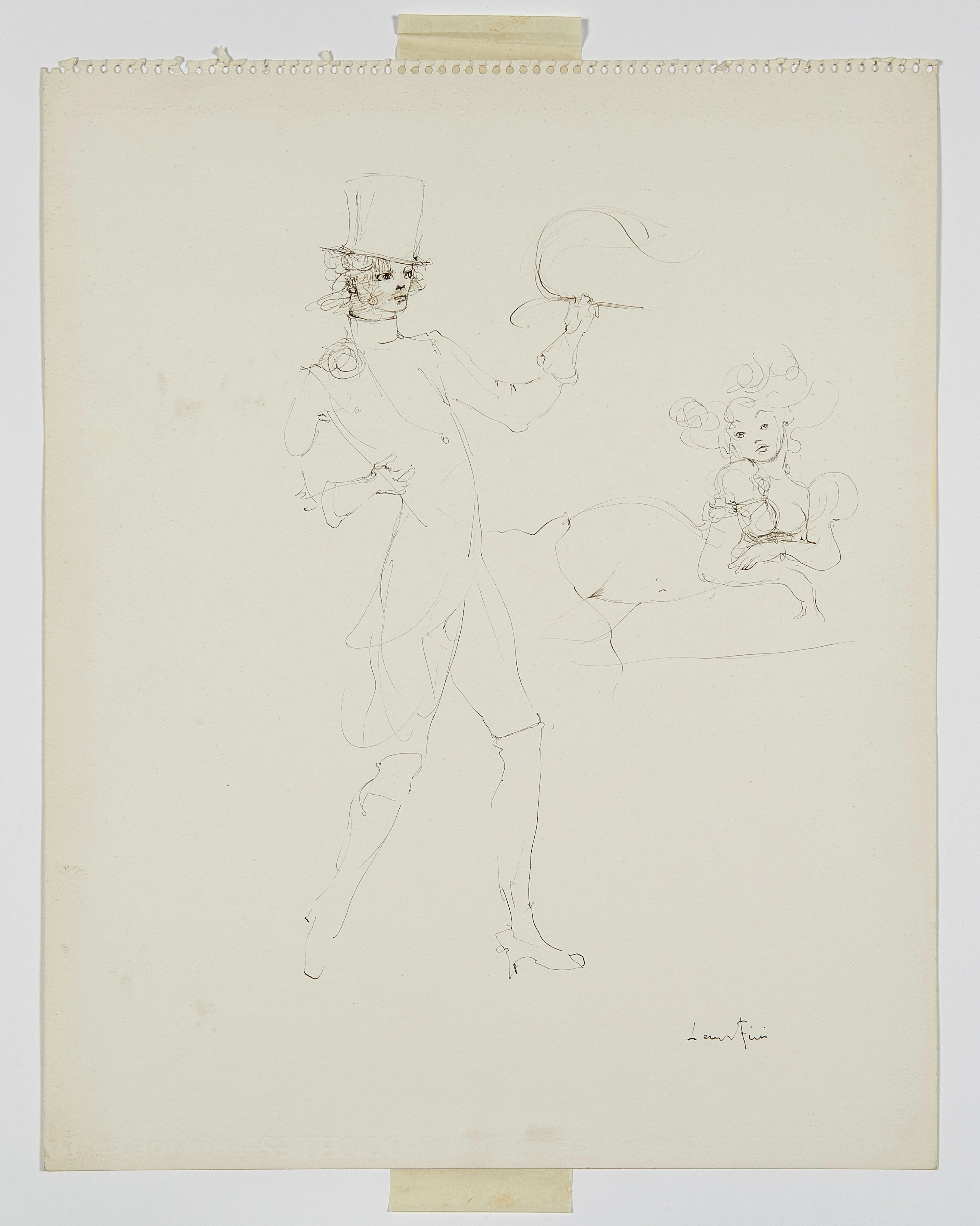 Leonor FINI (1908 - 1996) Ensemble d'un dessin et d'une gravure - circa 1970