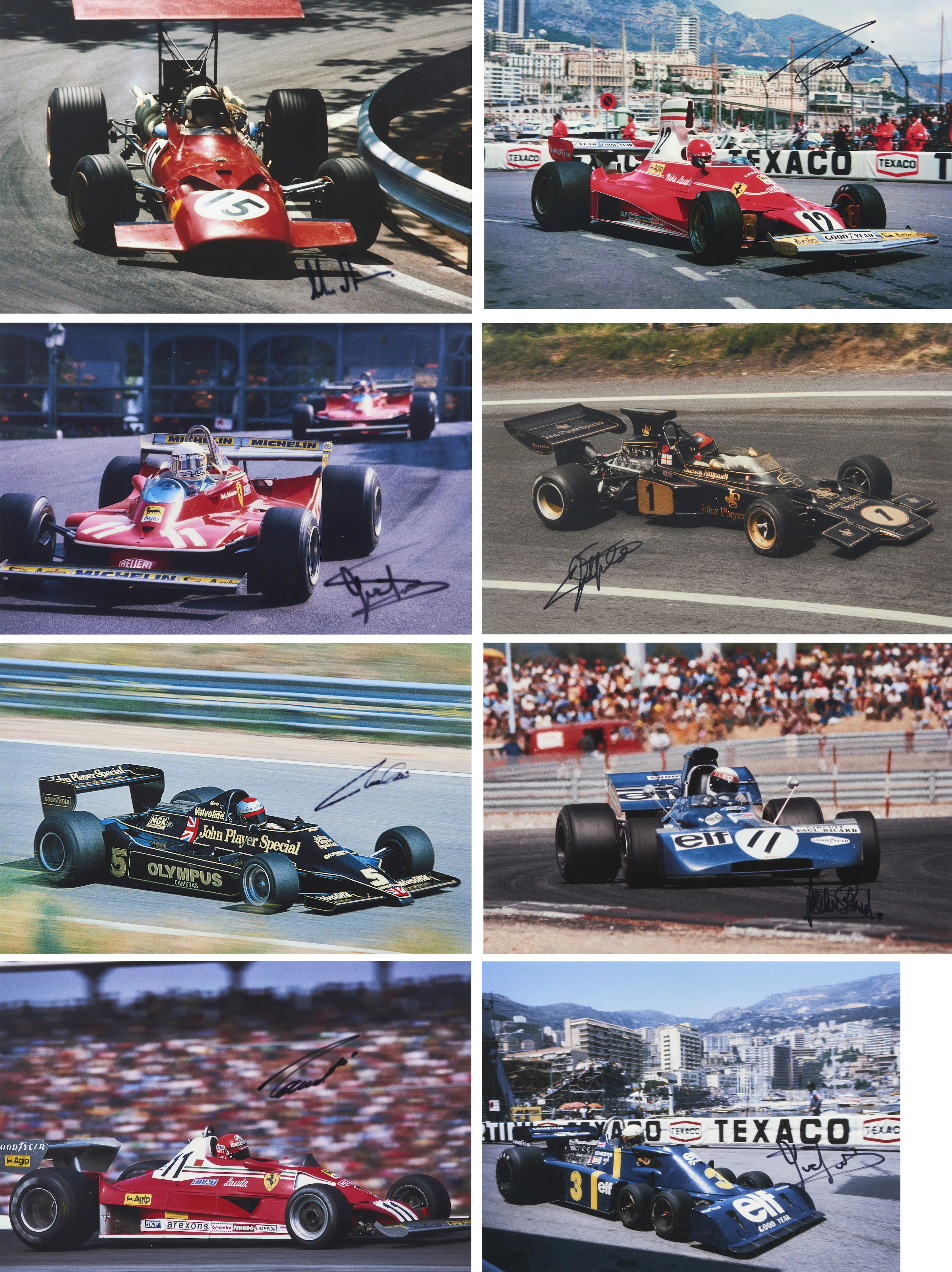 FORMULE 1 - ANNEES 70 Huit photographies signées - Sans réserve / No reserve