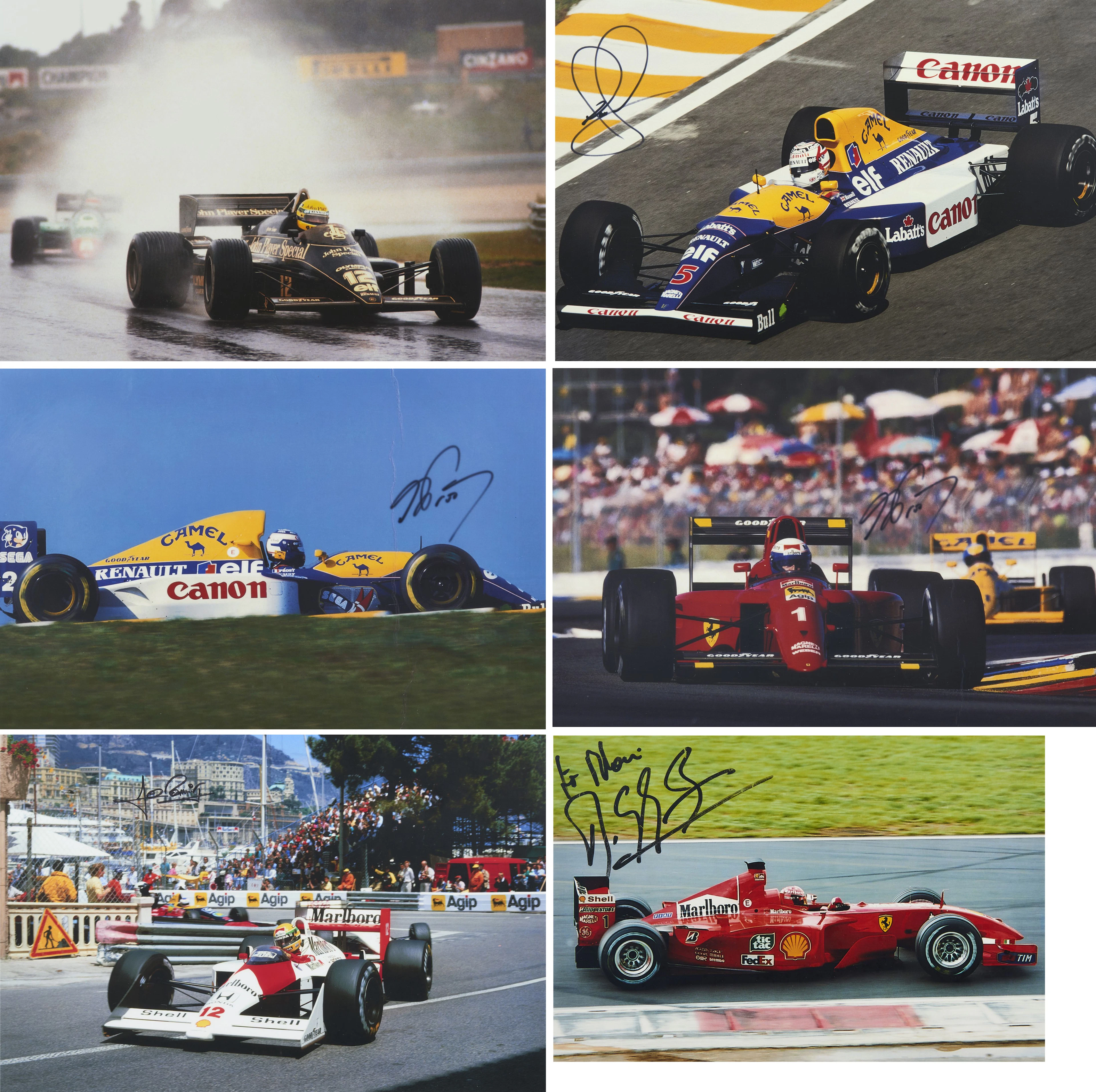 FORMULE 1 Six photographies dont 5 signées - Sans réserve / No reserve