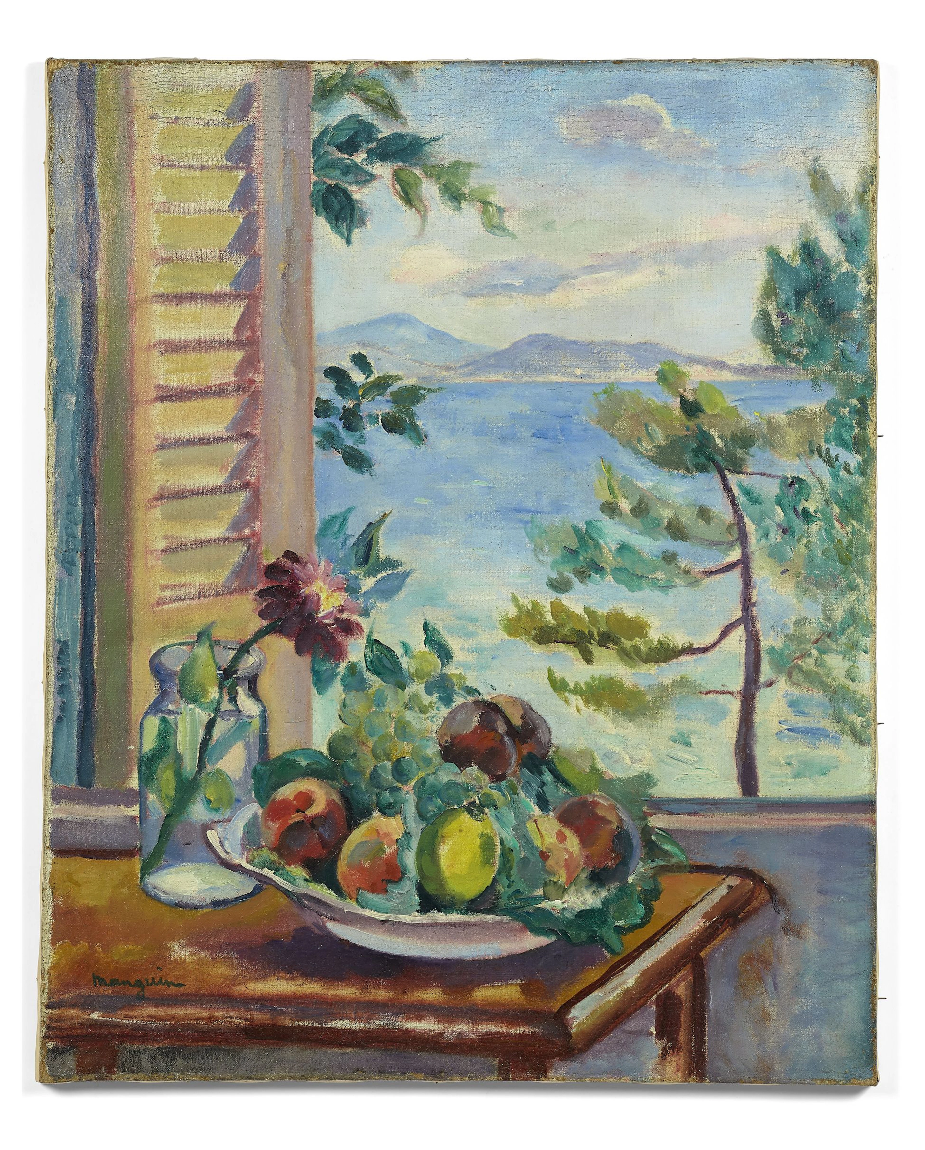 Henri Charles MANGUIN 1874 - 1949 Pêches et raisins à la...