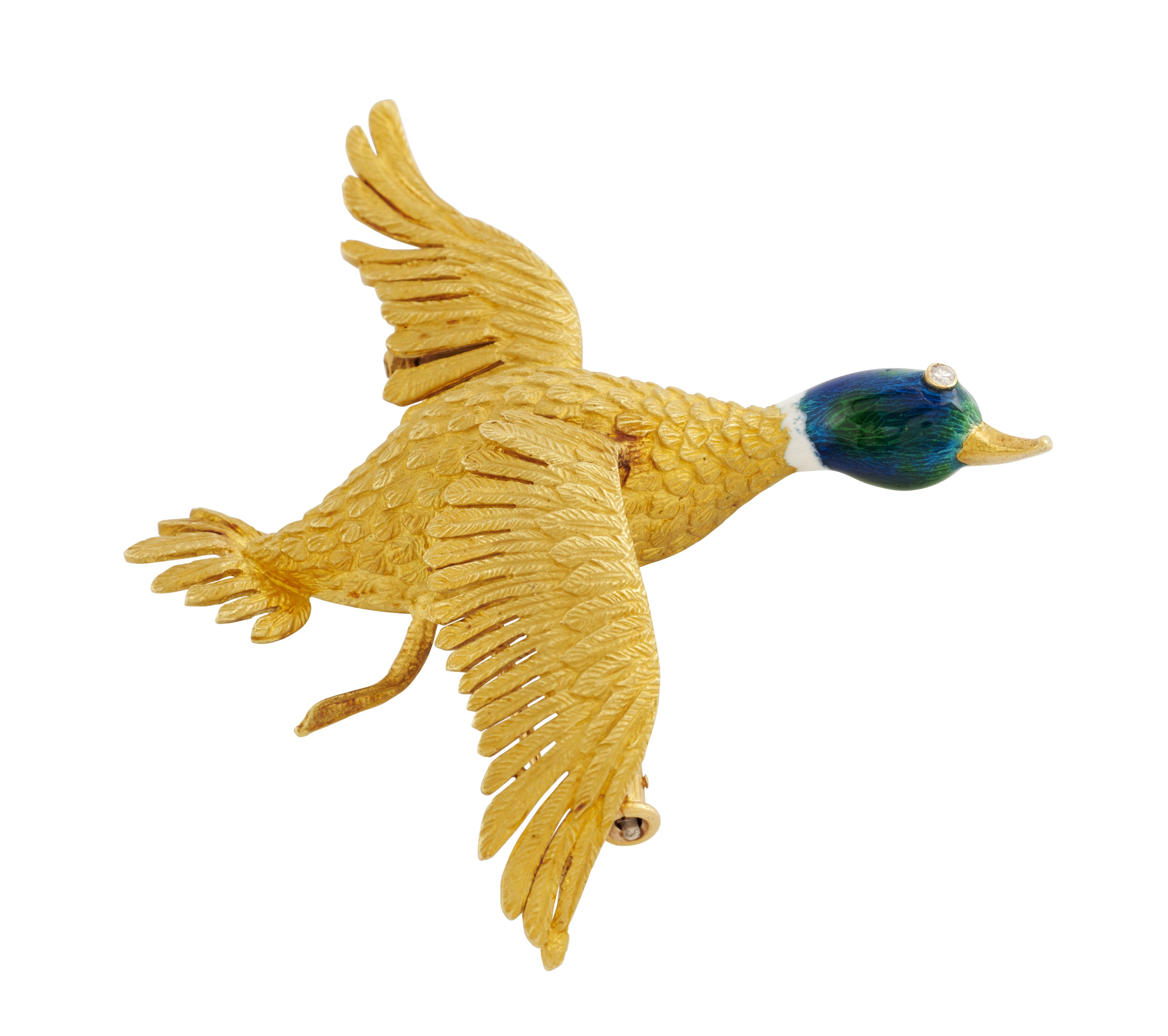 MELLERIO dits MELLER Clip de corsage " Canard colvert"