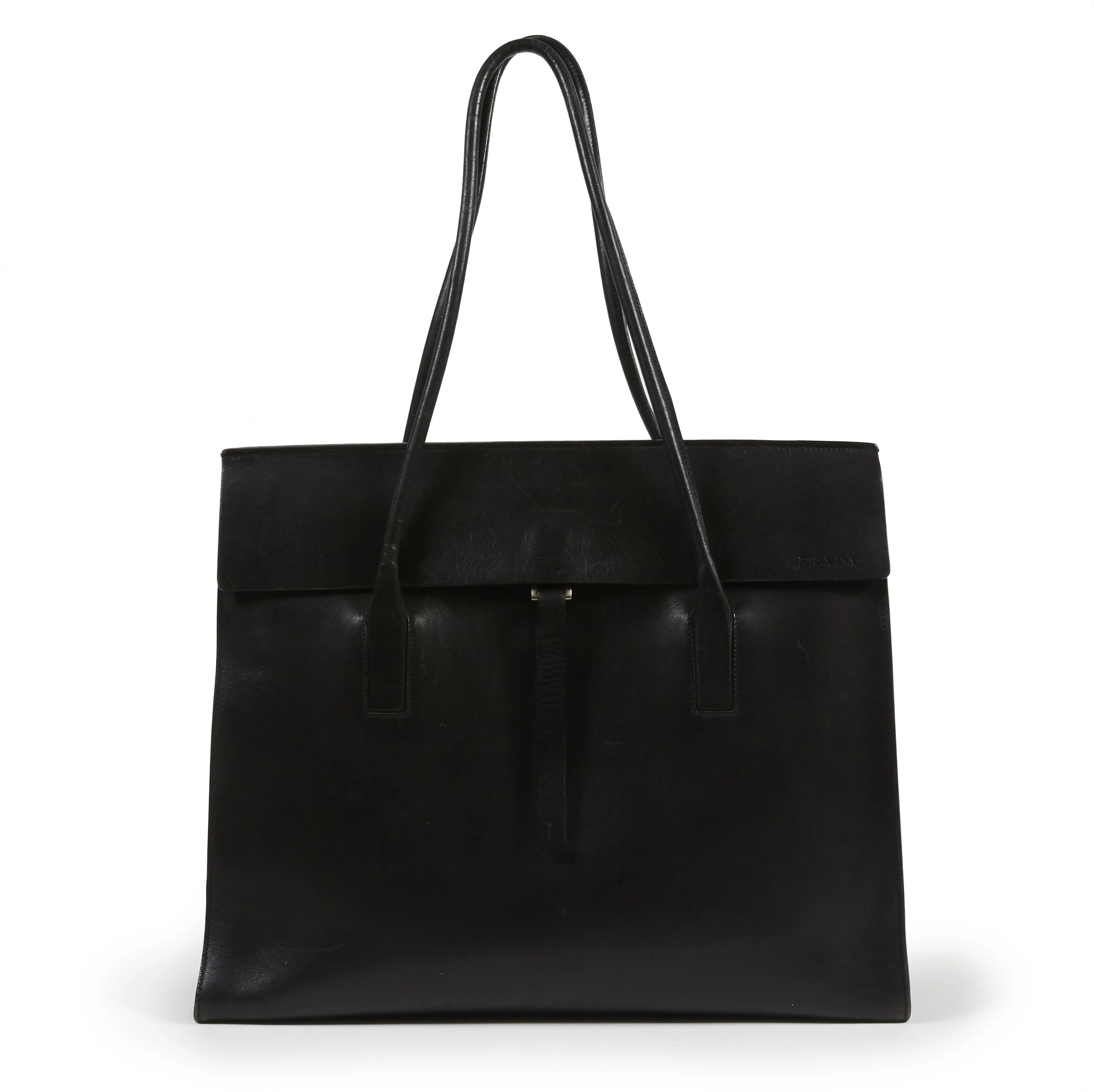 PRADA SAC à rabat en cuir noir