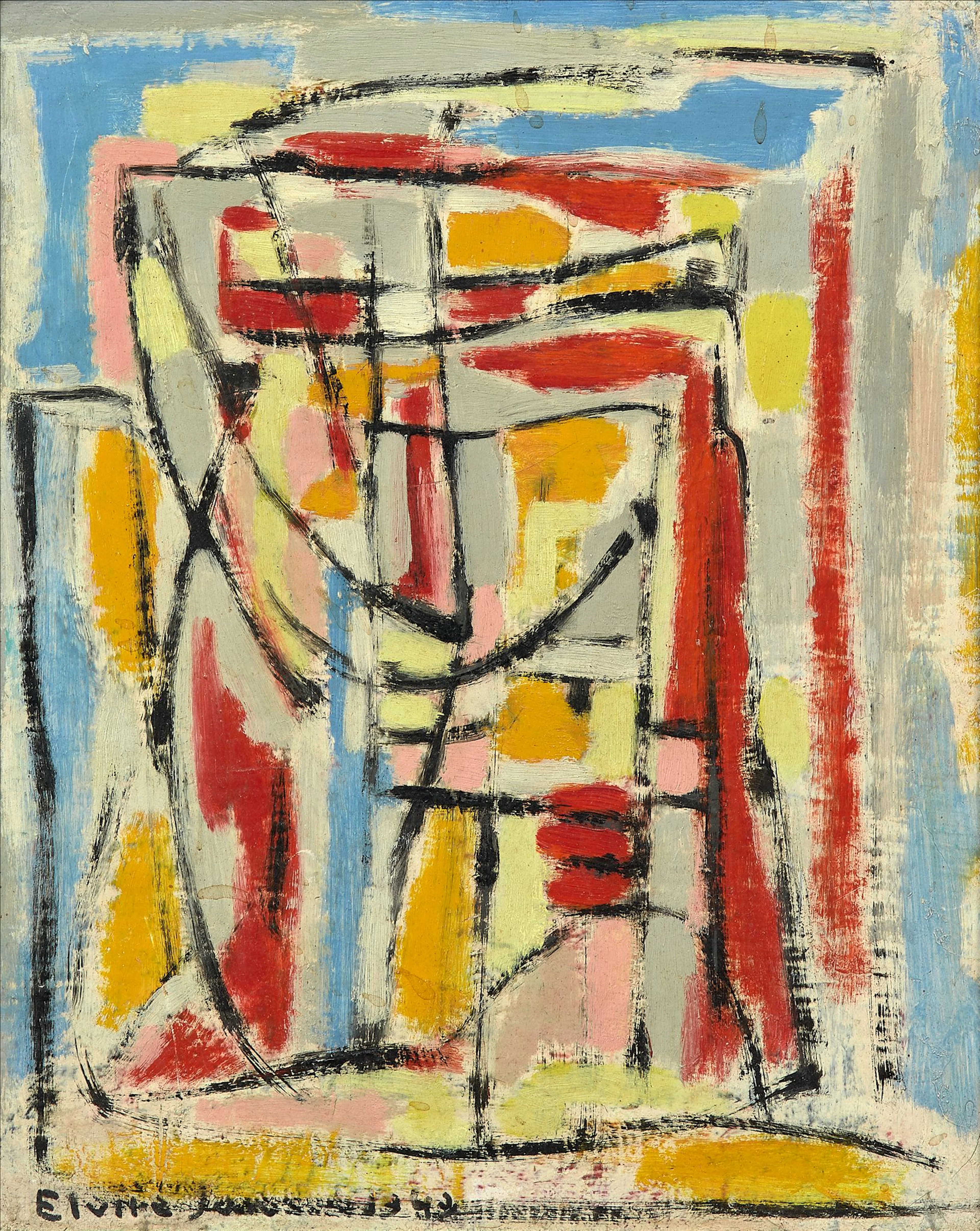 Elvire JAN (1904 - 1996) SAINTE IMELDA - 1949 Huile sur panneau de bois