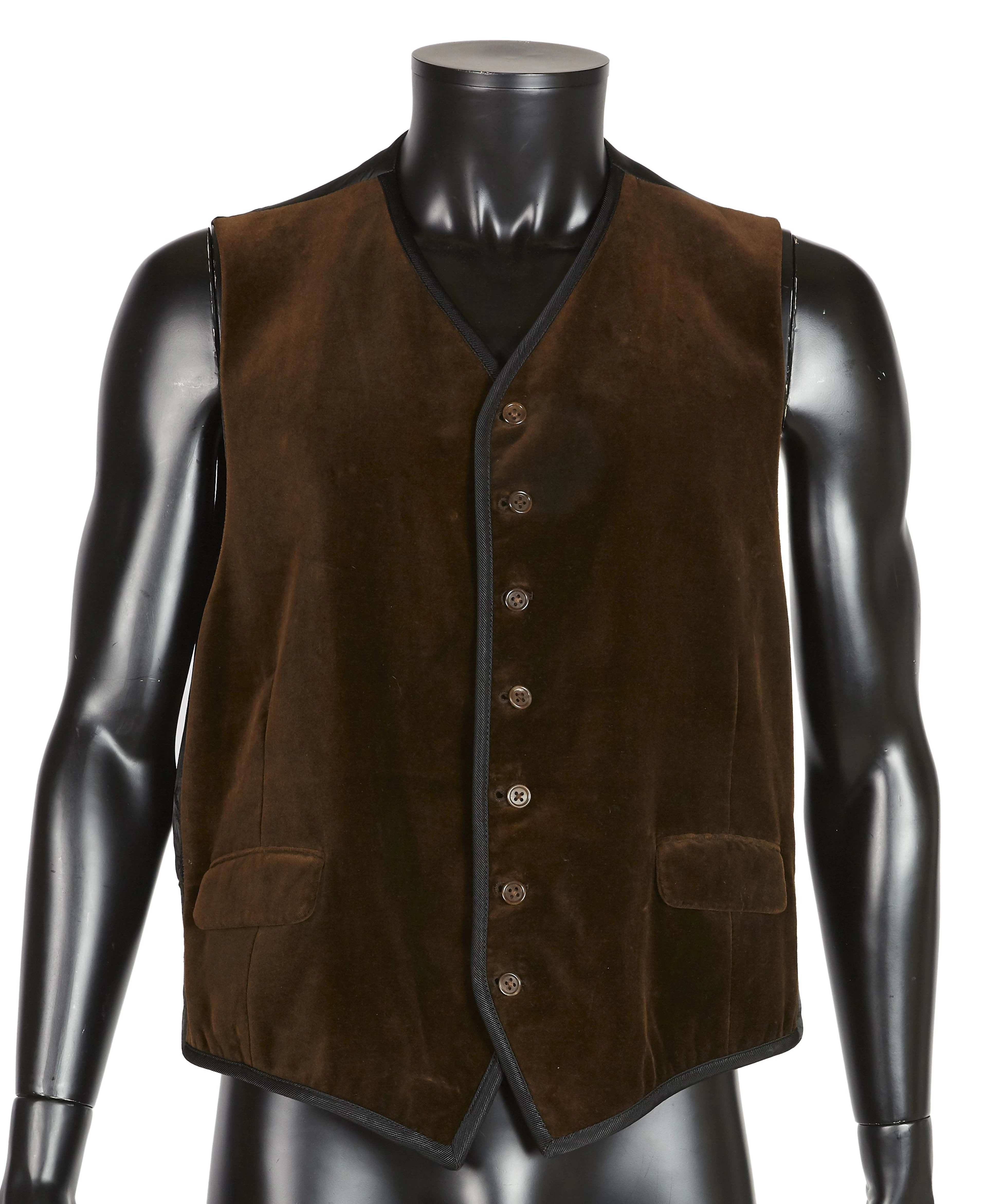 HERMÈS Gilet pour homme en velours chocolat devant et en...