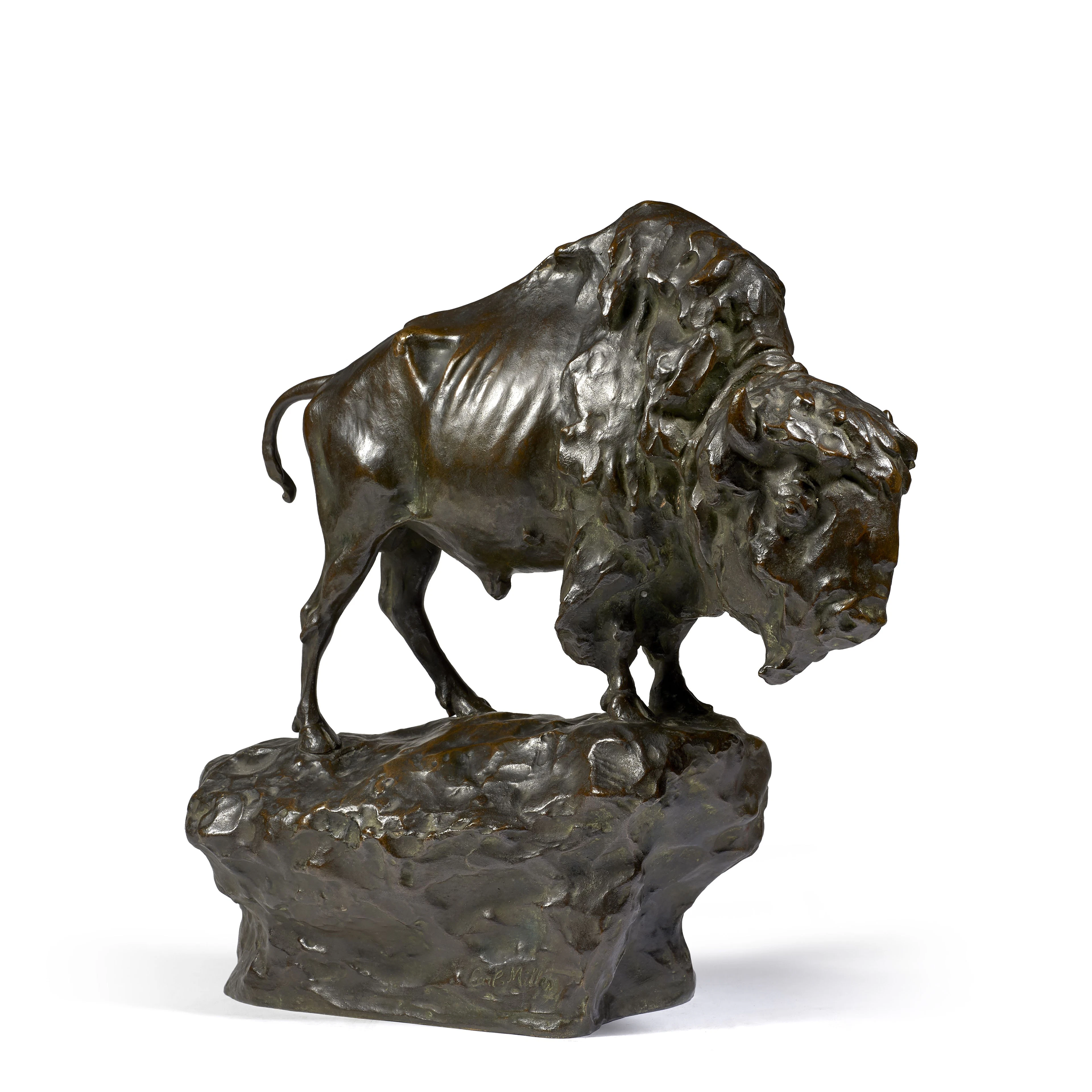 Carl MILLES Lagga, 1875 - Lidingö, 1955 Bison Bronze à patine brun nuancé