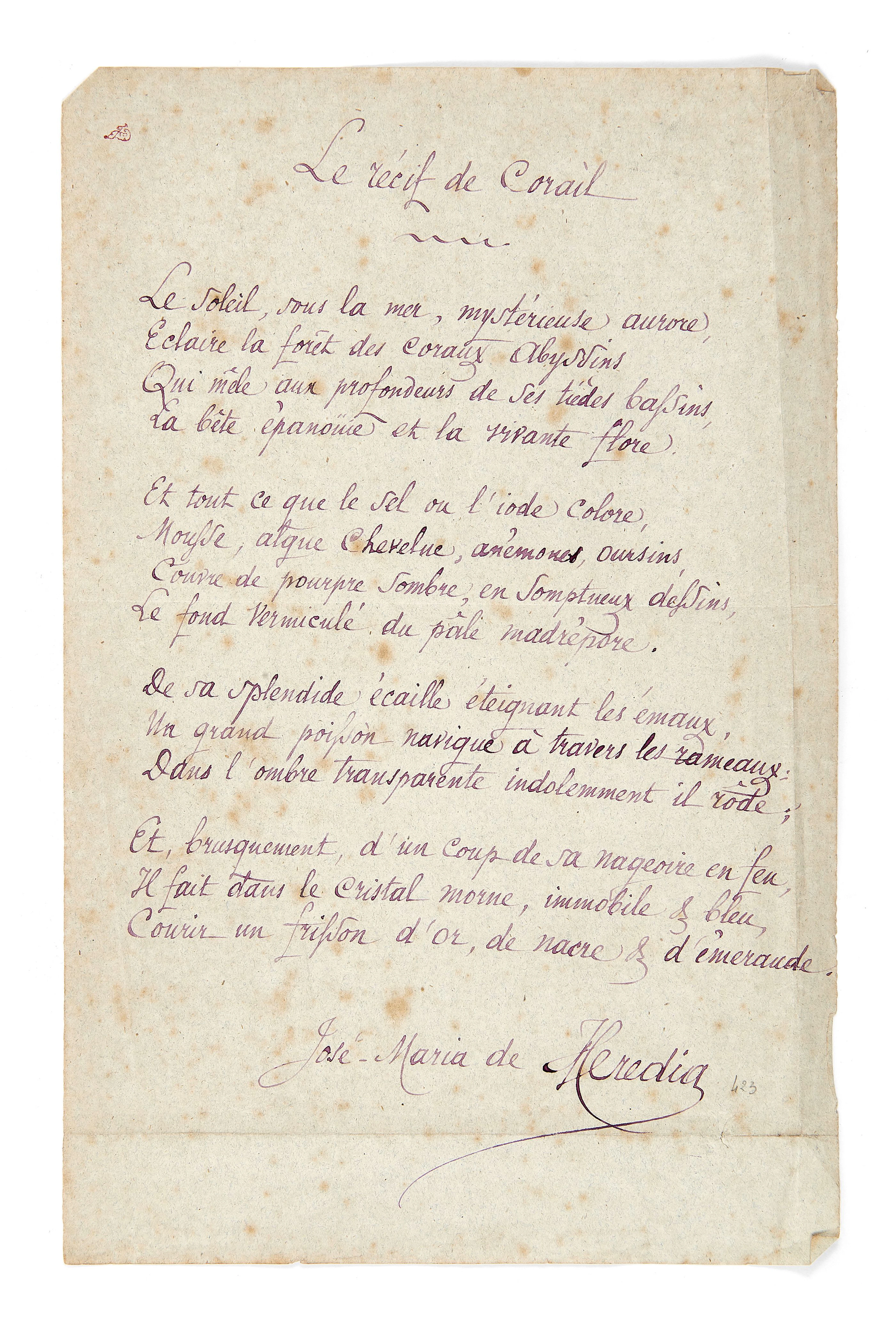 * HEREDIA (José-Maria de) Les Trophées. Paris, Alphonse Lemerre, 1893.