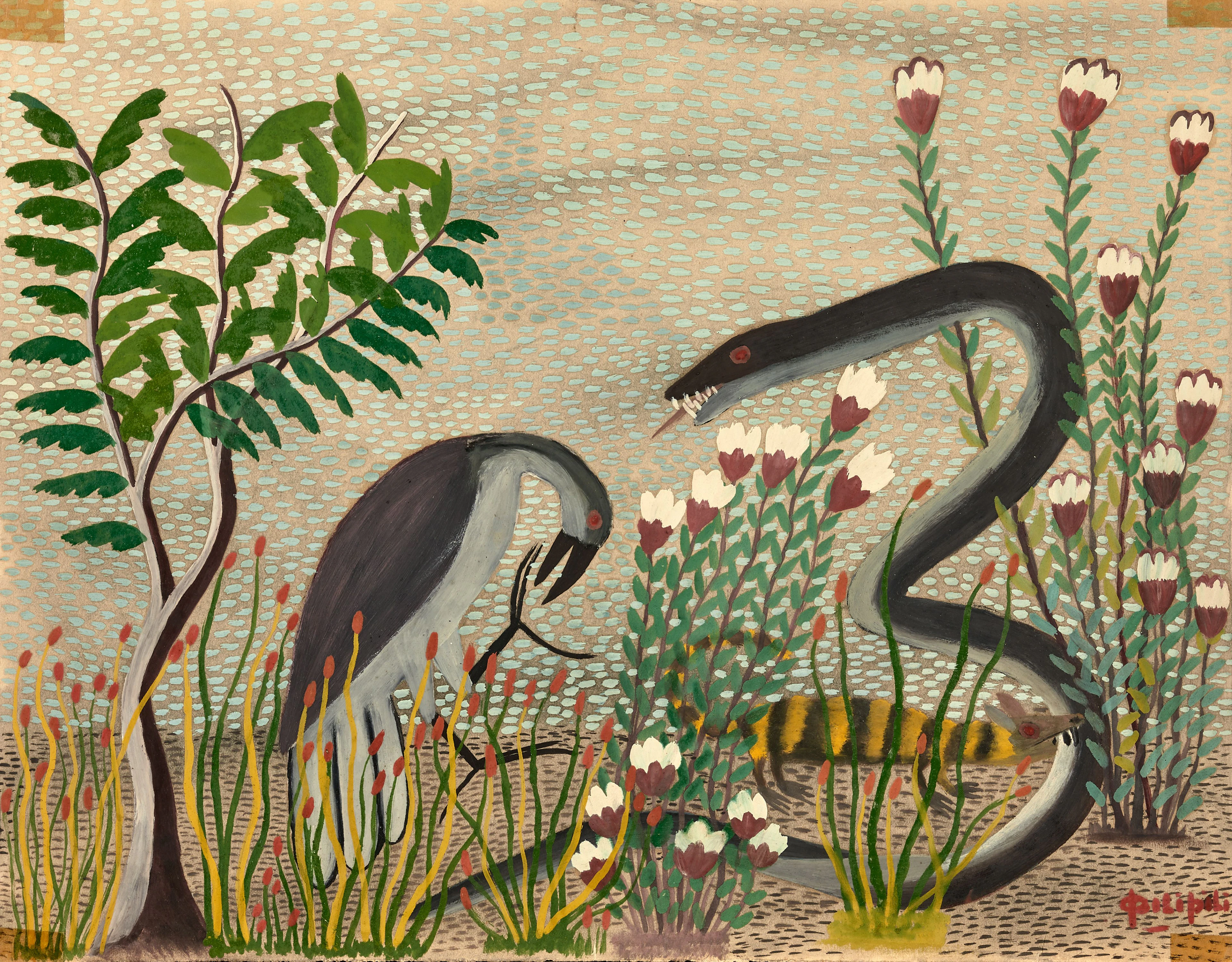 Pilipili MULONGOY 1914-2007 - Congo Sans titre (oiseau et serpent)