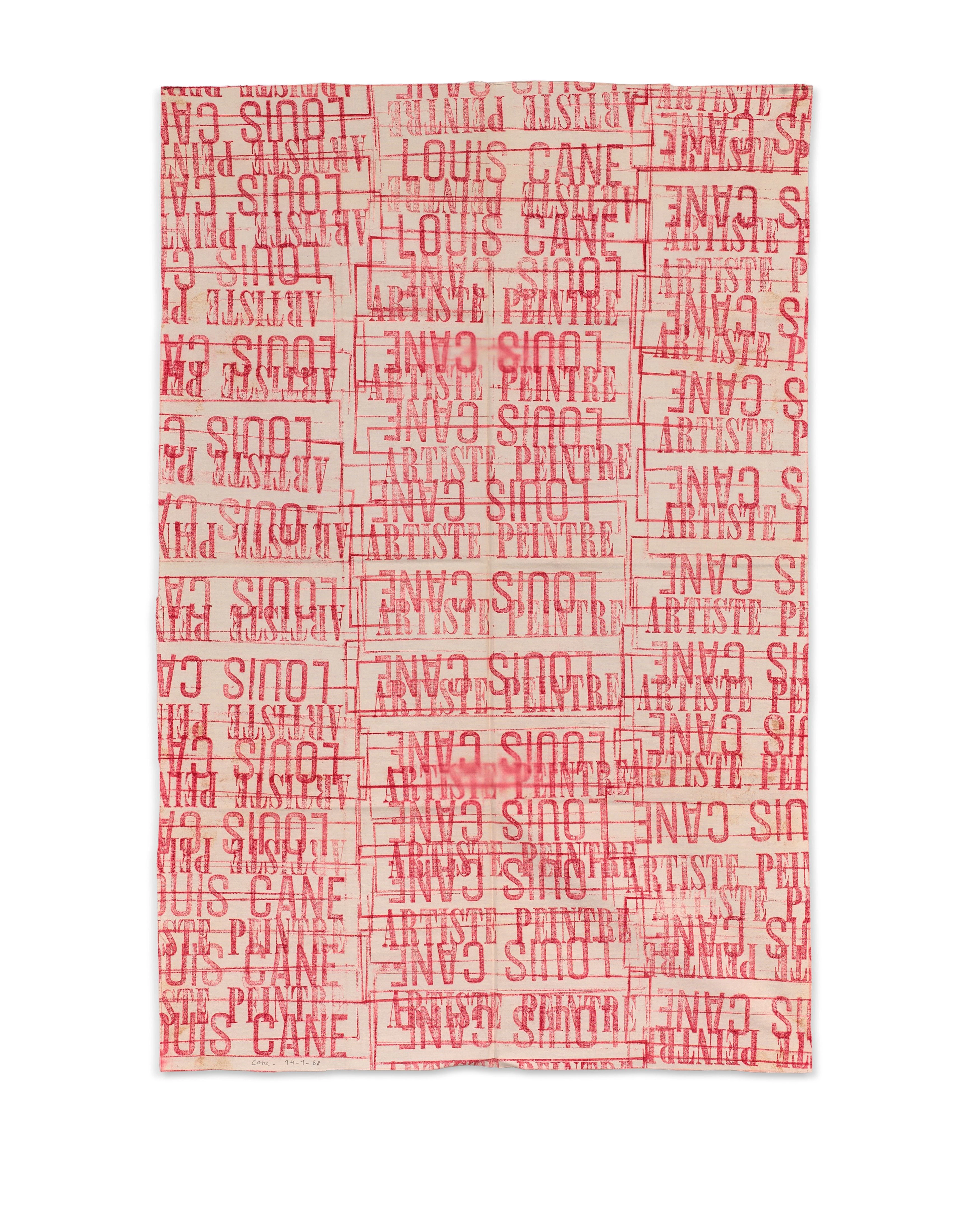 Louis CANE (Né en 1943) Sans titre - 1968 Tampons sur toile