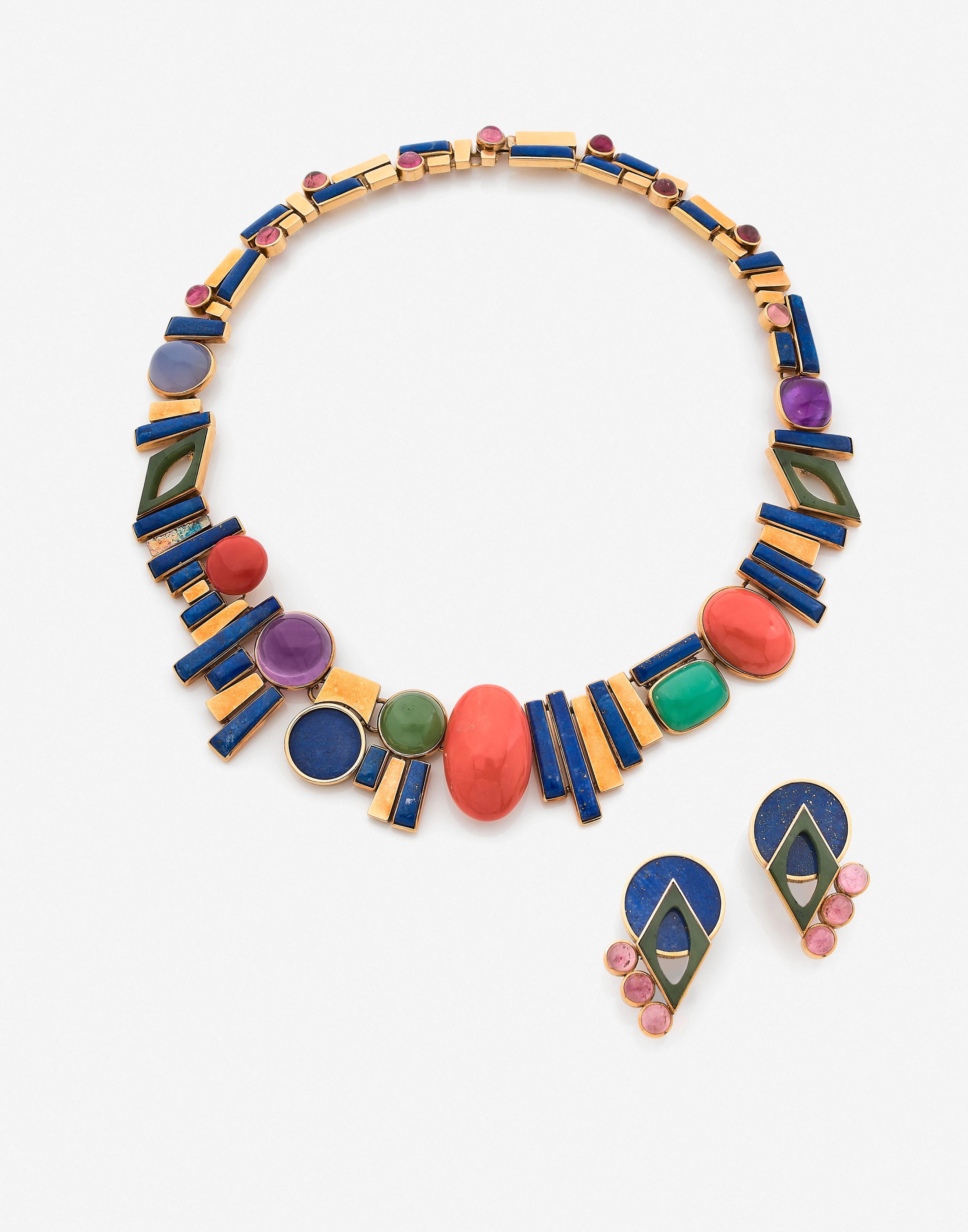 F. SANDI Collier et paire de clips d'oreilles
