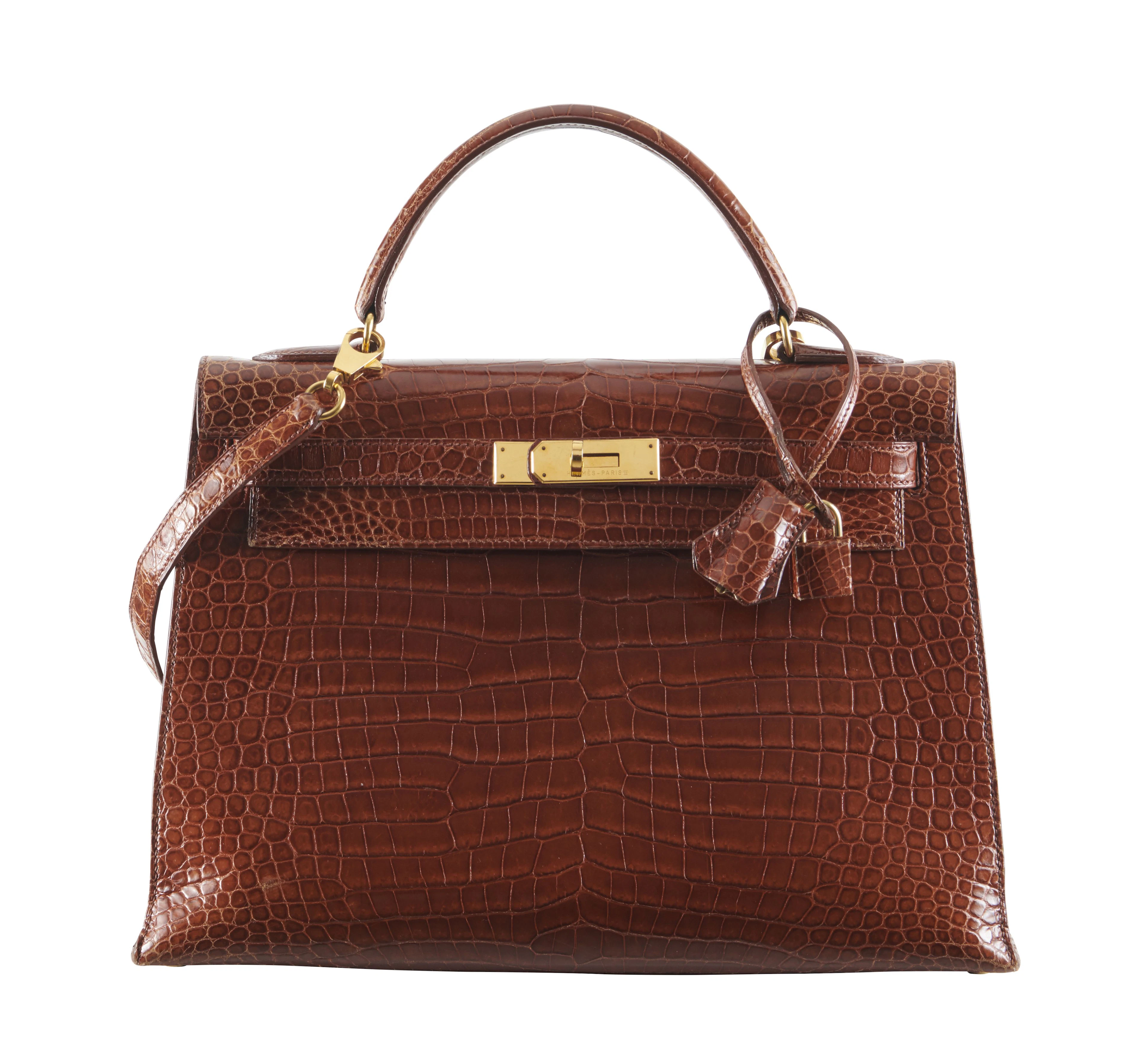 HERMÈS 1995 Sac KELLY Sellier 32 Crocodile d'estuaire...
