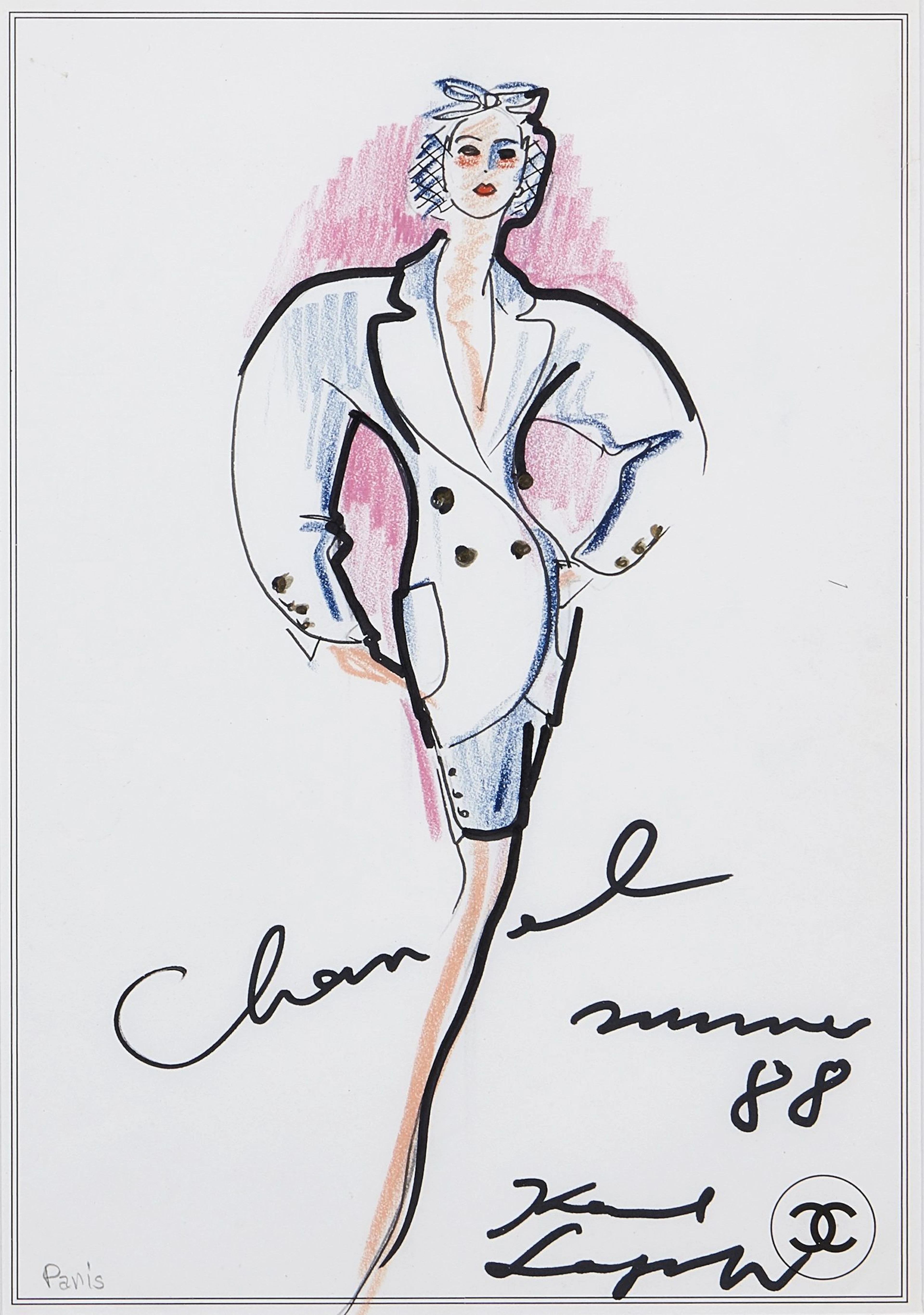 KARL LAGERFELD pour Chanel 1933 - 2019 Dessin de mode Encre