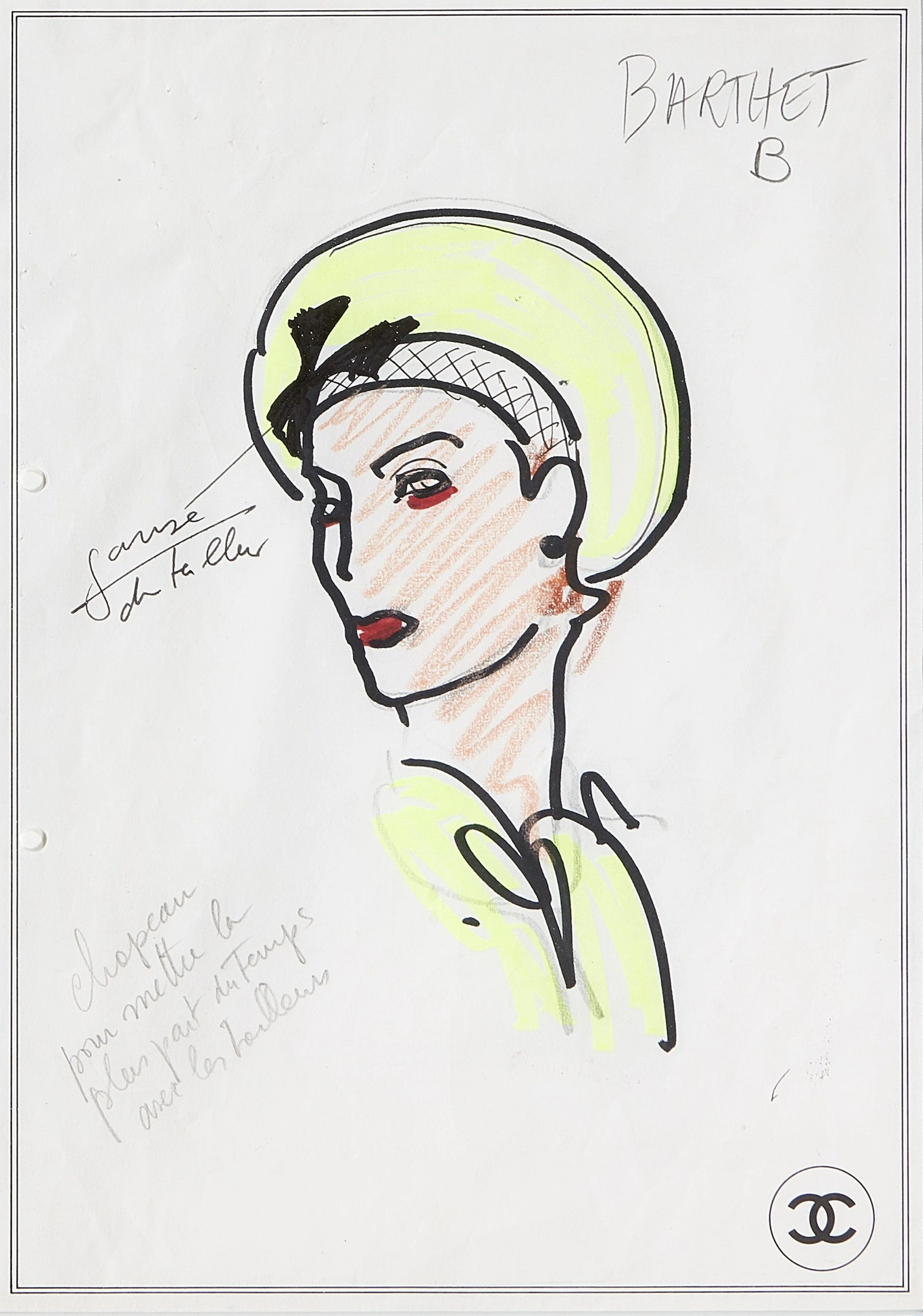 KARL LAGERFELD pour Chanel 1933 - 2019 Deux dessins de mode Encre