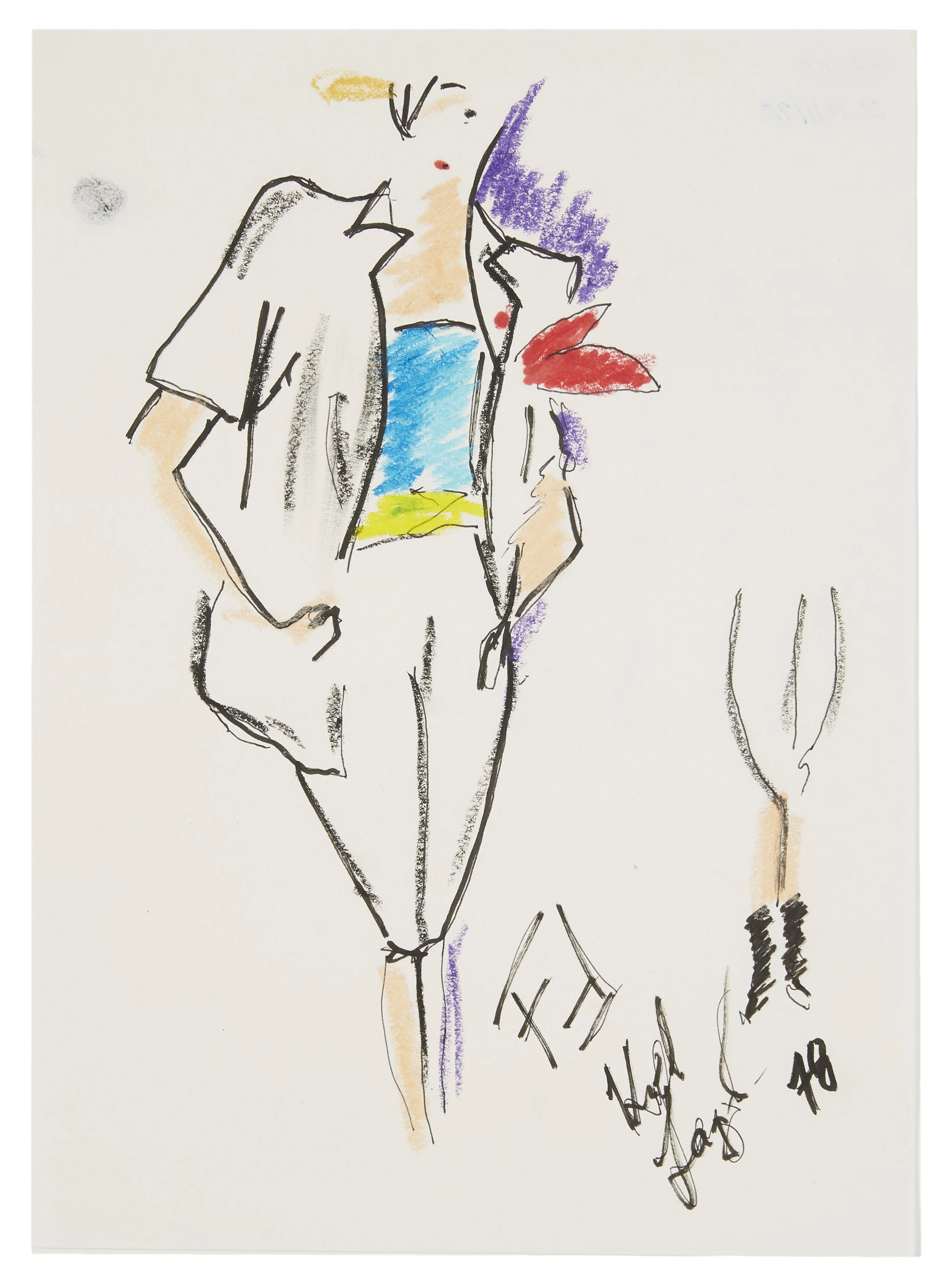 KARL LAGERFELD pour Fendi 1933 - 2019 Printemps-été 1978 Dessin de mode Feutre