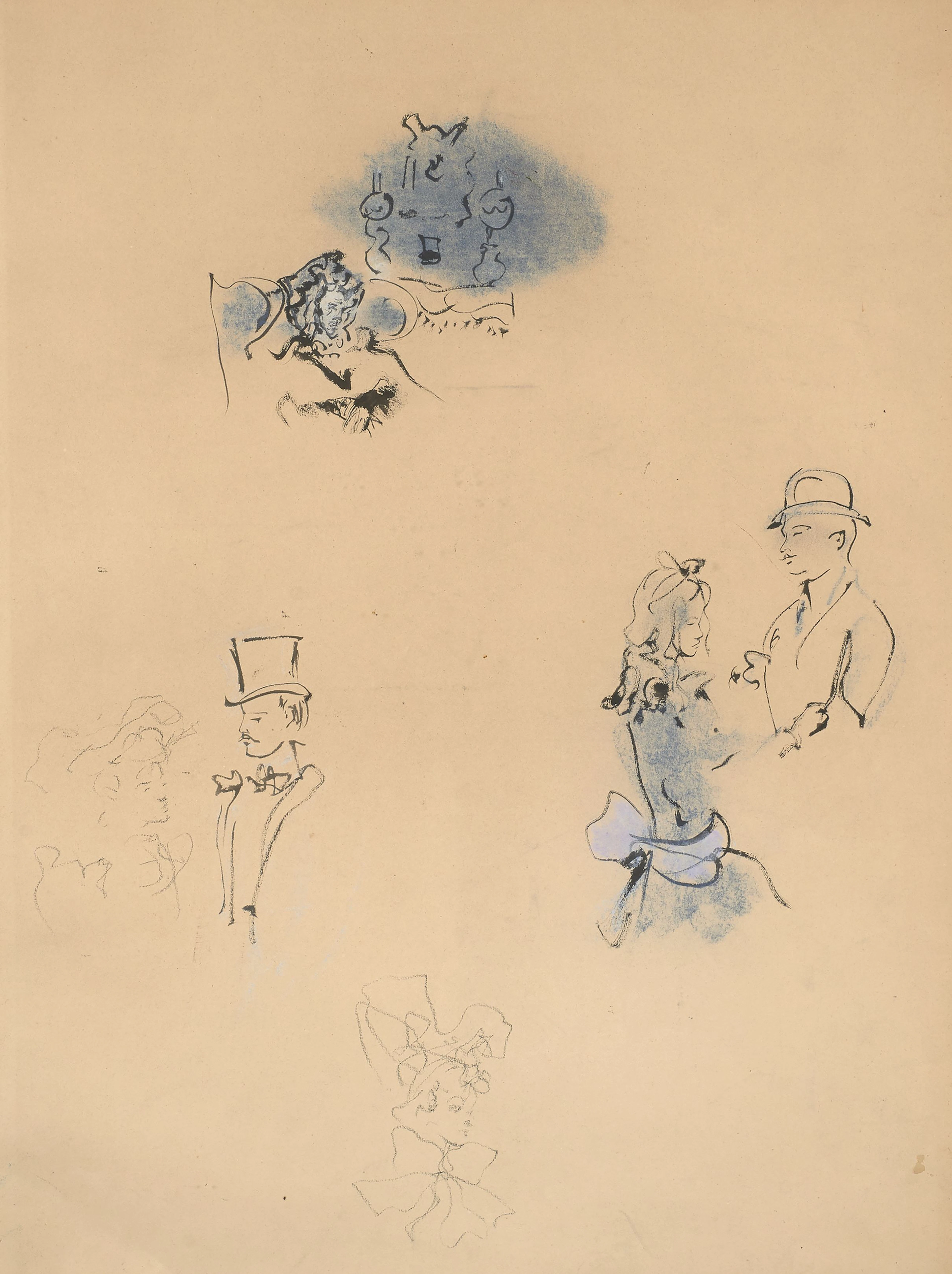 Christian BÉRARD (1902-1949) Étude d'élégants et d'élégantes