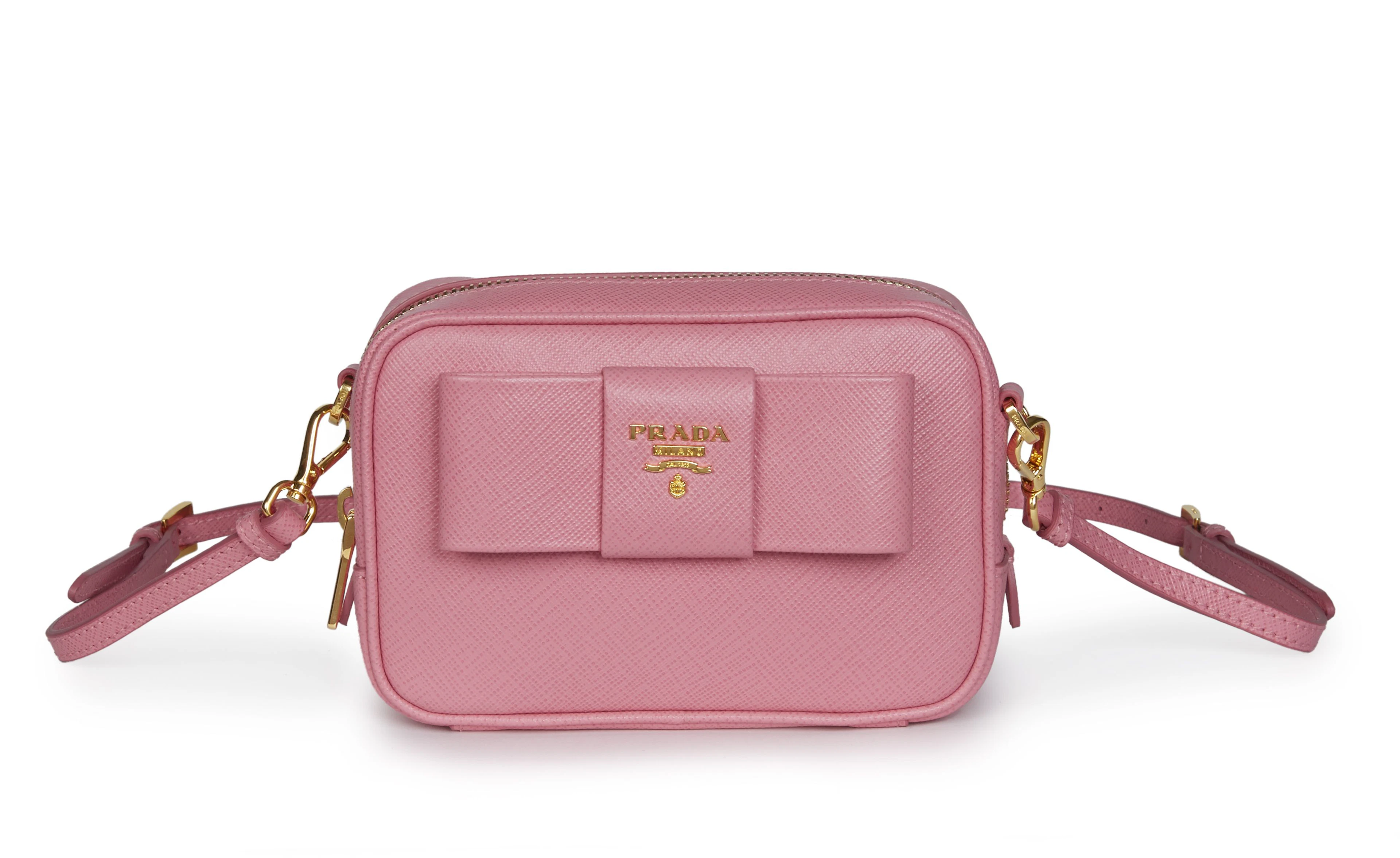 PRADA (2015) Petit SAC-POCHETTE en cuir Saffiano rose bonbon