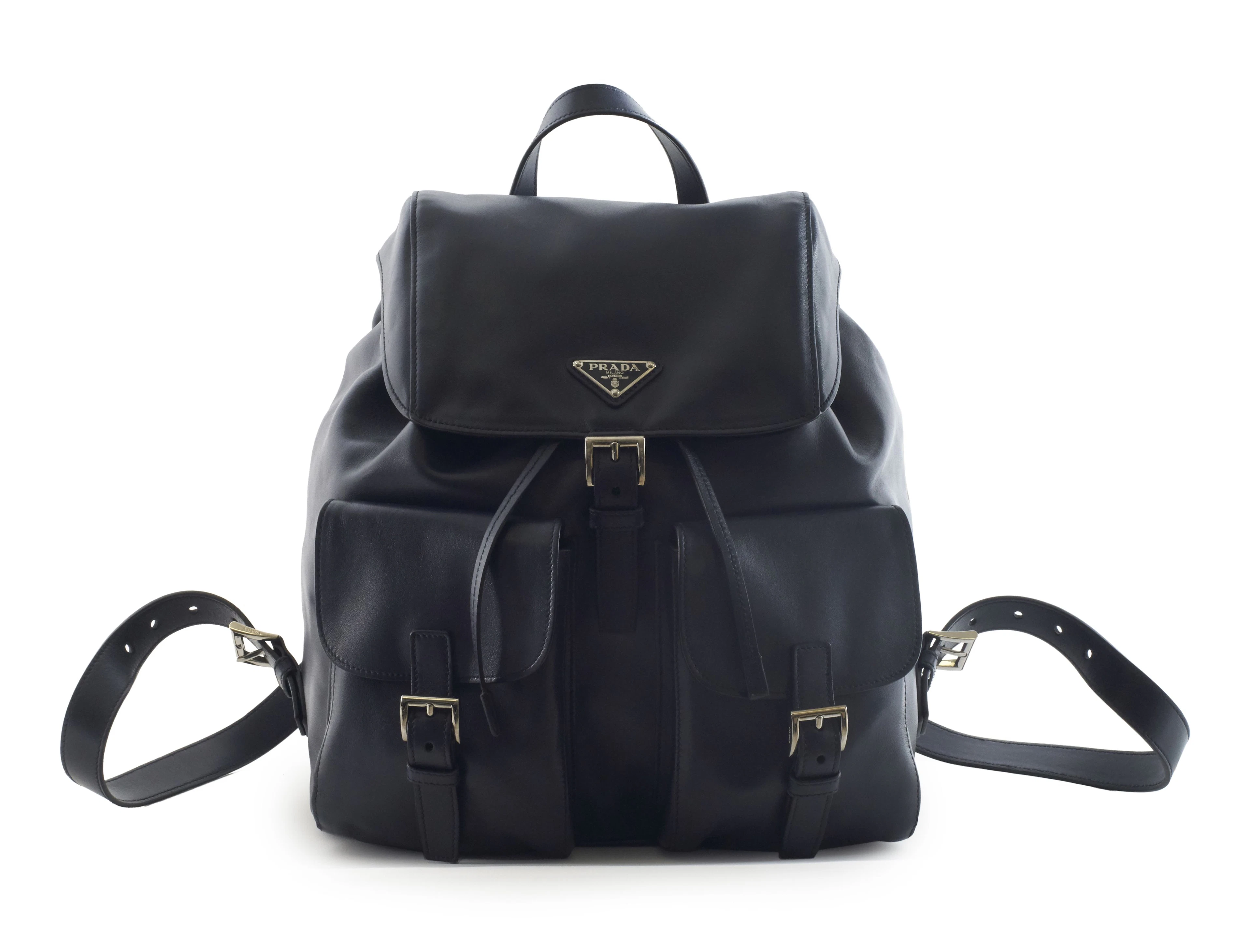 PRADA SAC A DOS en agneau plongé marine