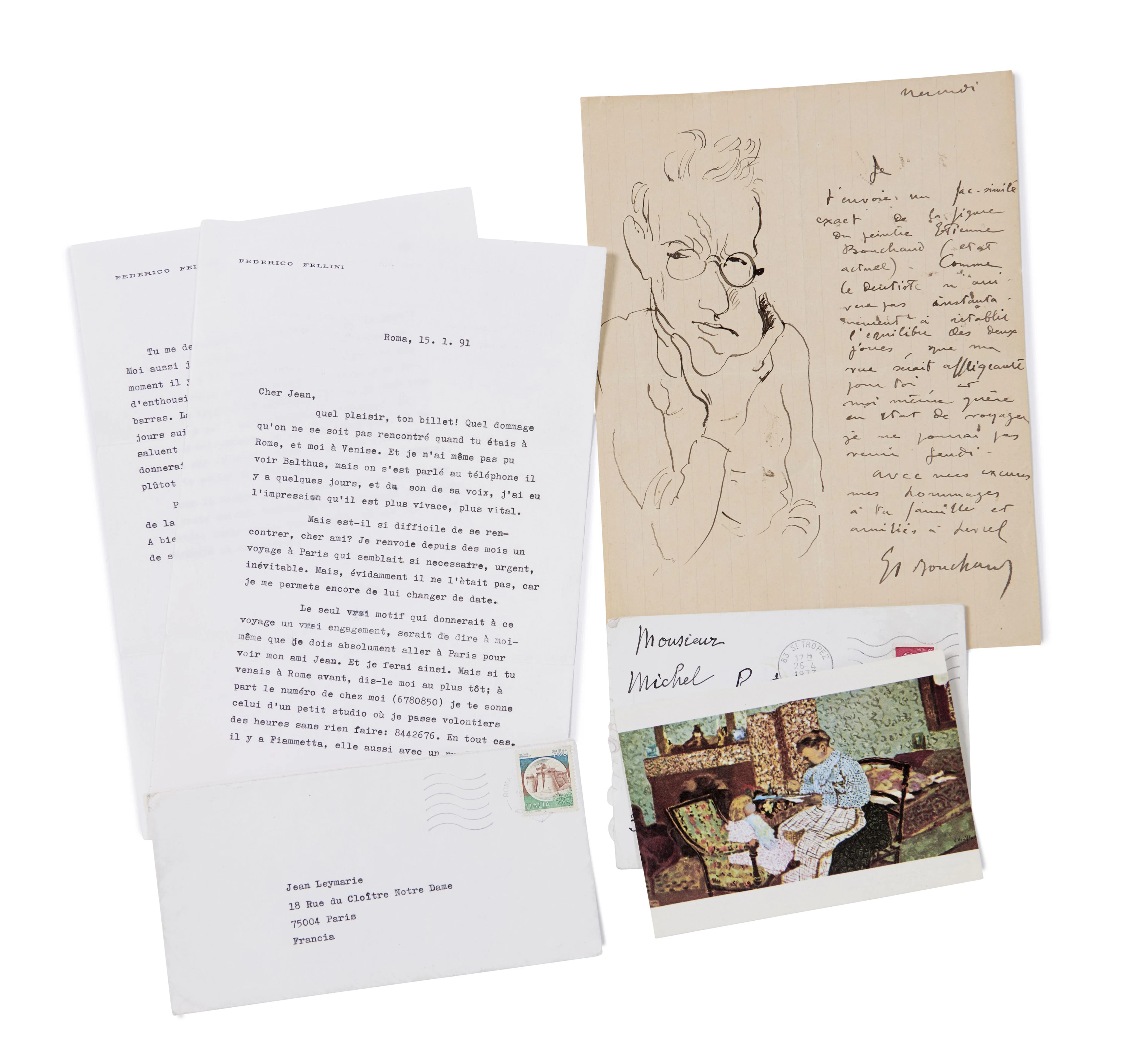 * [ARTISTES] Ensemble de 3 pièces autographes d’artistes.