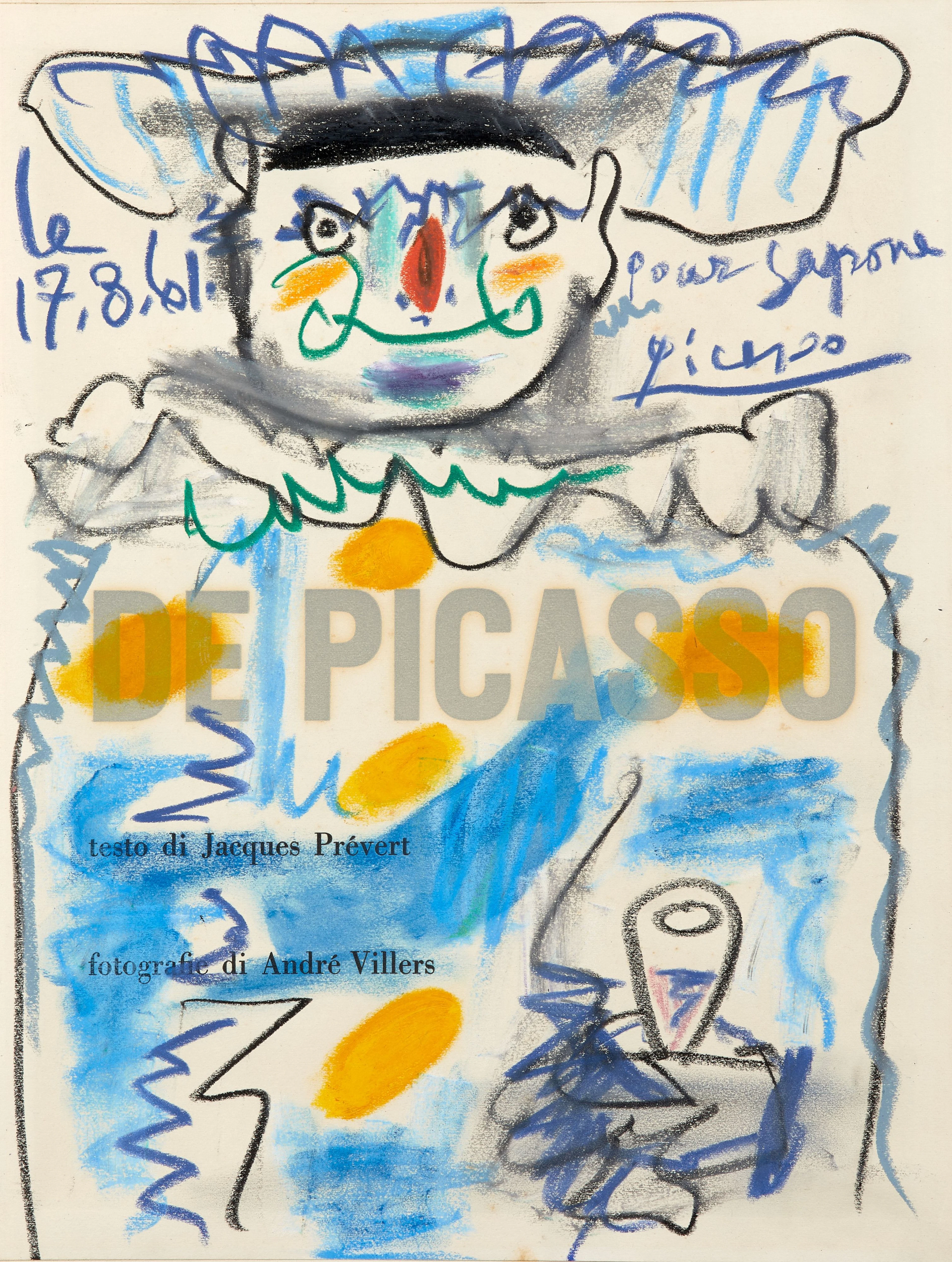 Pablo PICASSO 1881-1973 Pierrot - 1961 Pastel sur la page...