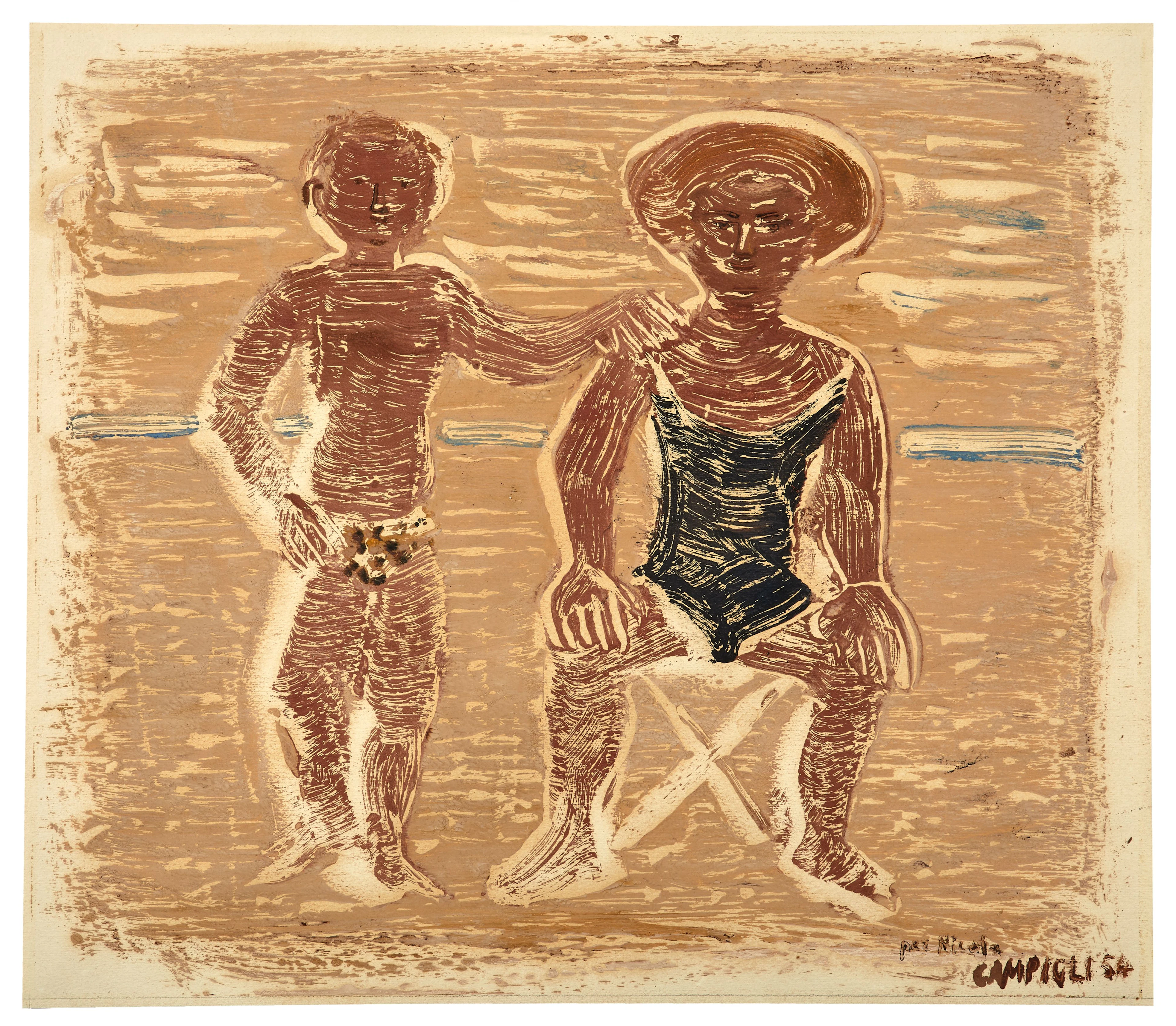 Massimo CAMPIGLI 1895-1971 Autoritratto con Nicola - 1954...