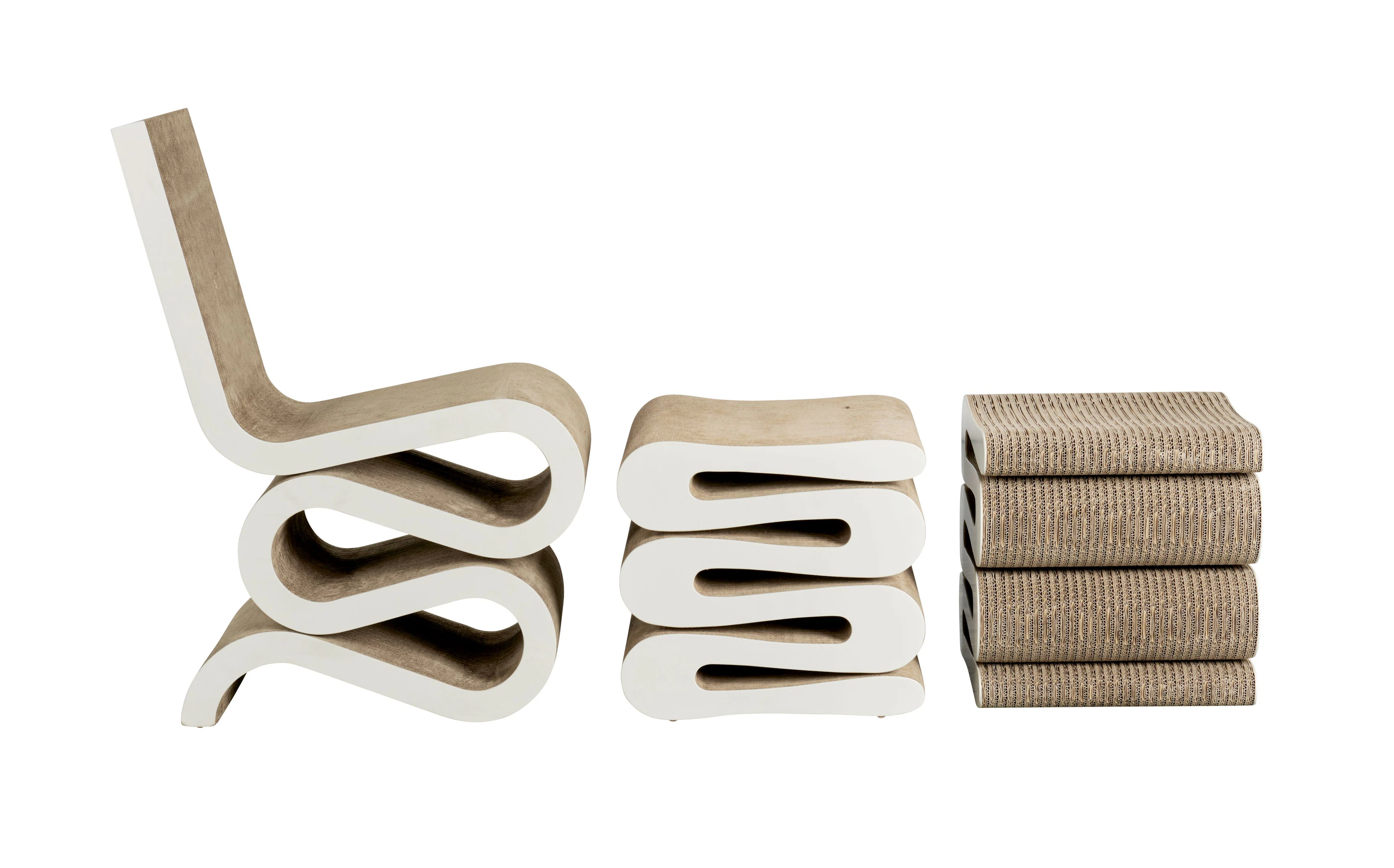 Franck GEHRY (Né en 1930) Chaise « Wiggle Side Chair » et...