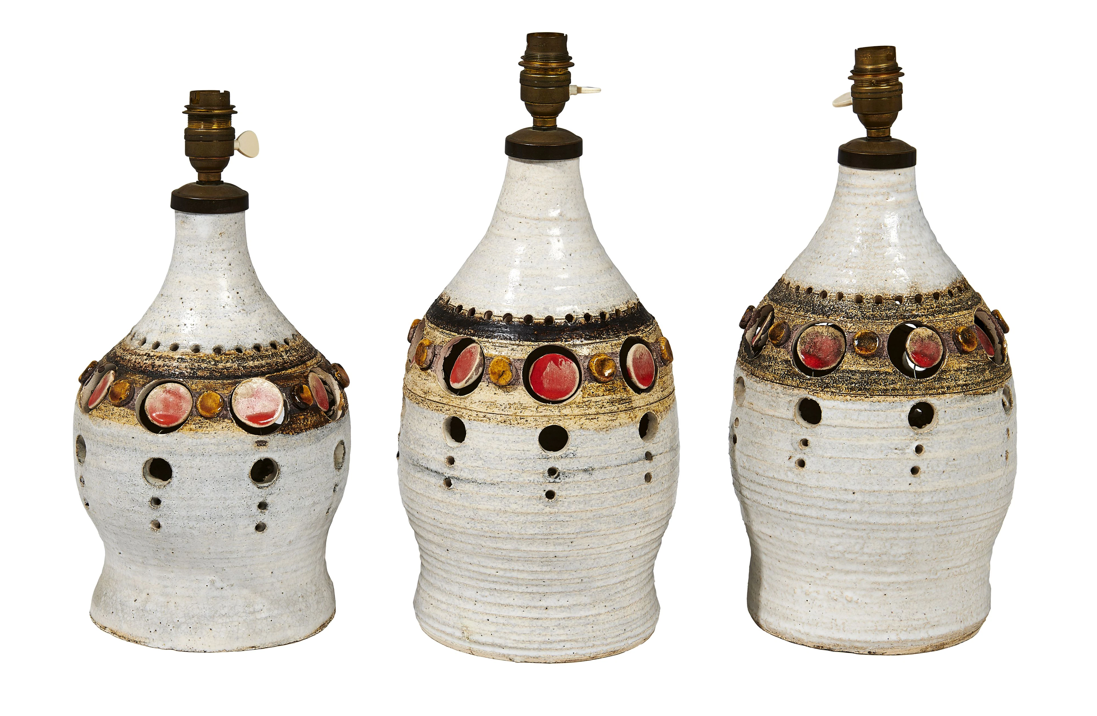 Georges PELLETIER (Né en 1938) Suite de trois pieds de lampe - circa 1970