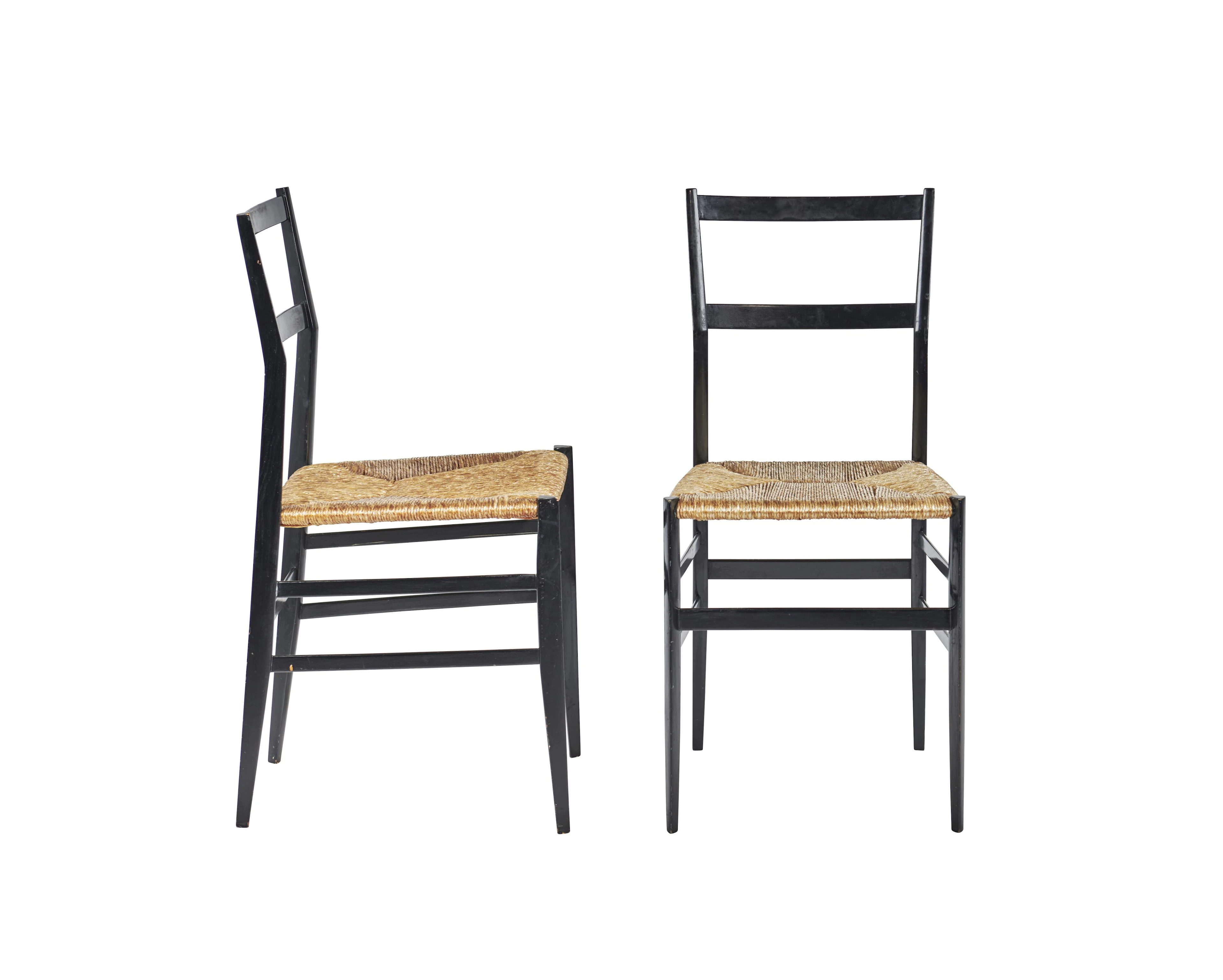 Gio PONTI (1891-1979) Paire de chaises « SuperLeggera » - modèle créé en 1957
