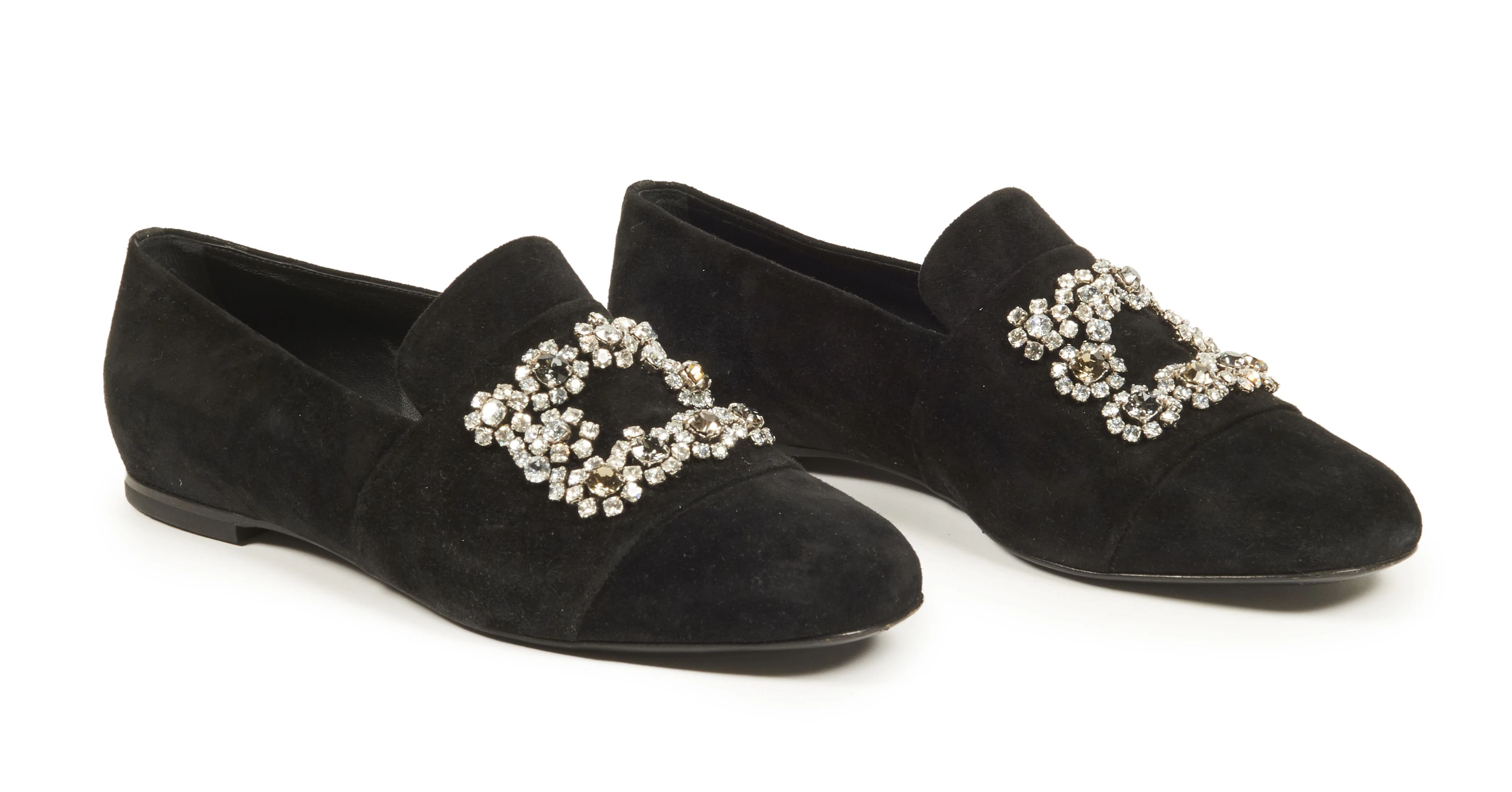 ROGER VIVIER Paire de mocassins en daim noir