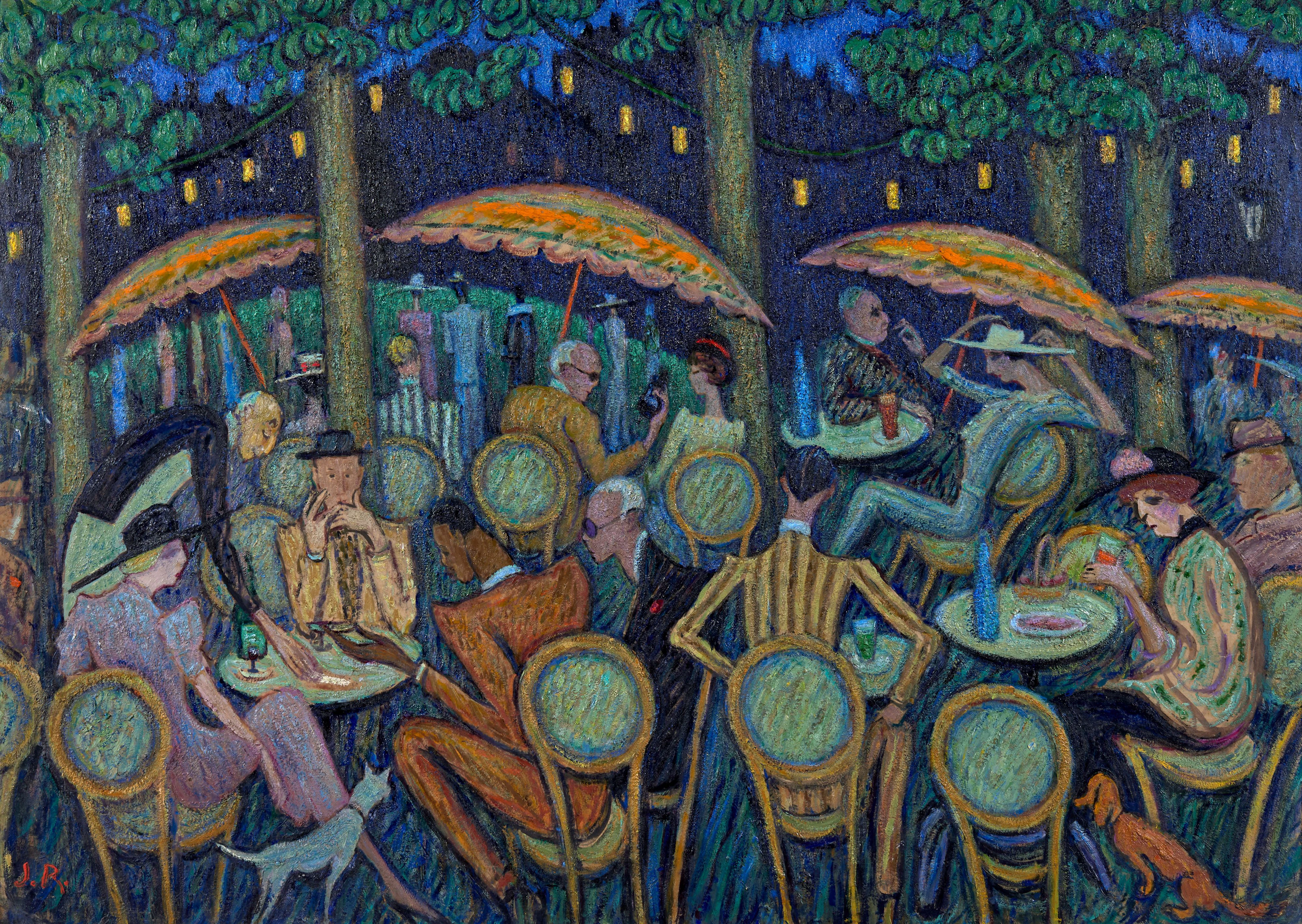 Juliette ROCHE 1884 - 1980 Terrasse du Scossa, Paris - 1936 Huile sur carton