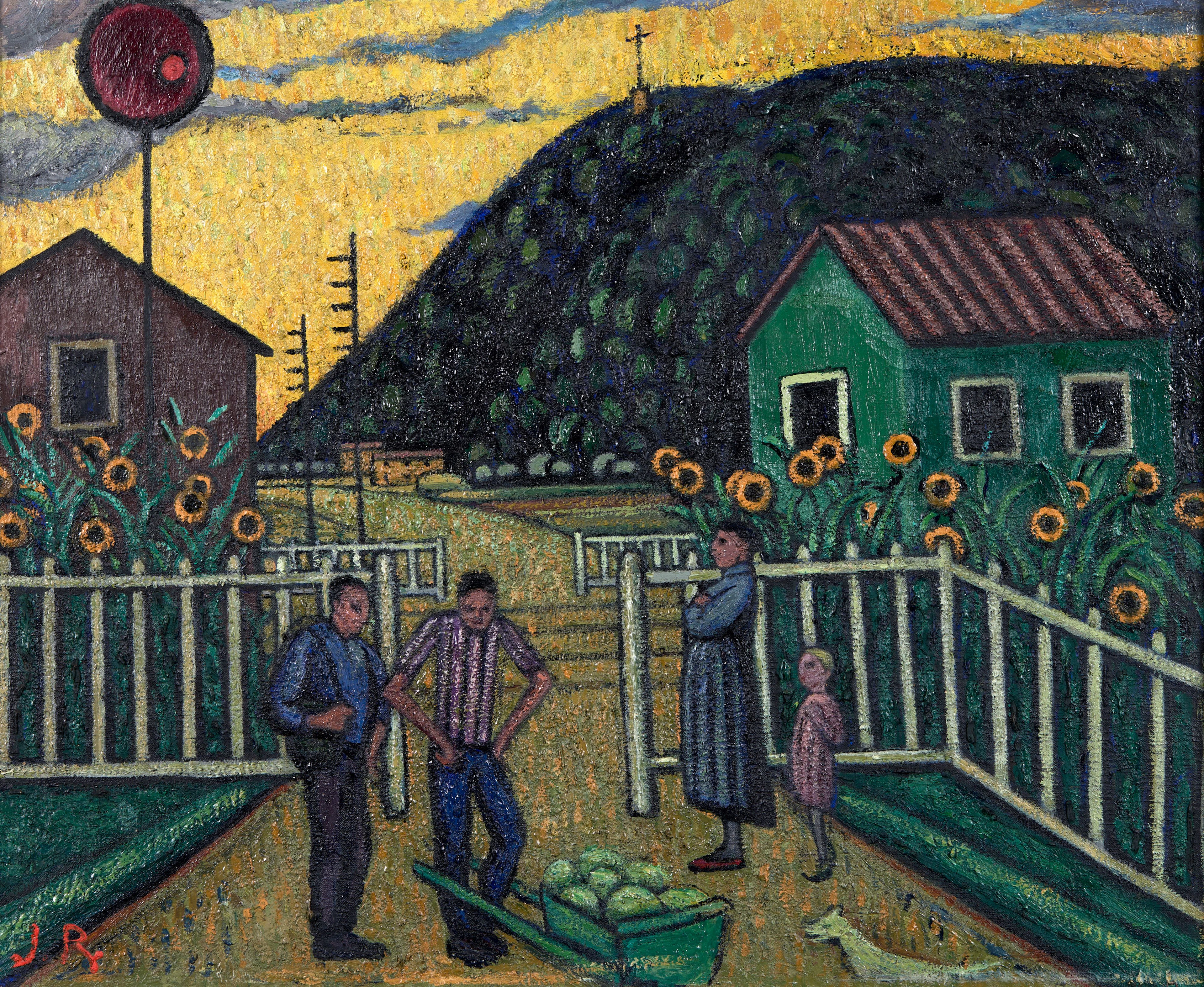 Juliette ROCHE 1884 - 1980 Passage à niveau à Andance - 1911 Huile sur toile