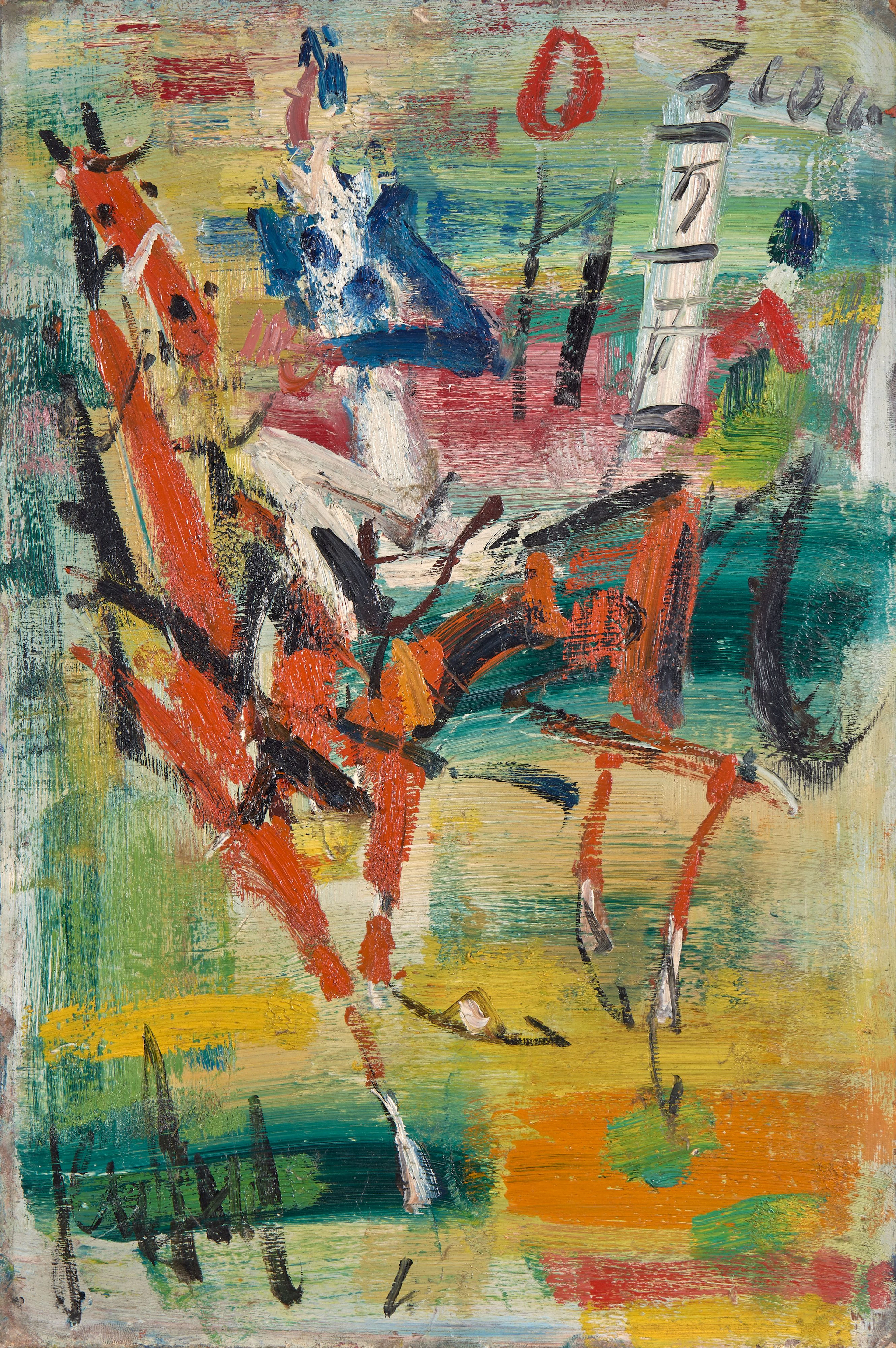 GEN PAUL 1895 - 1975 Aux courses - circa 1960 Huile sur panneau d'isorel