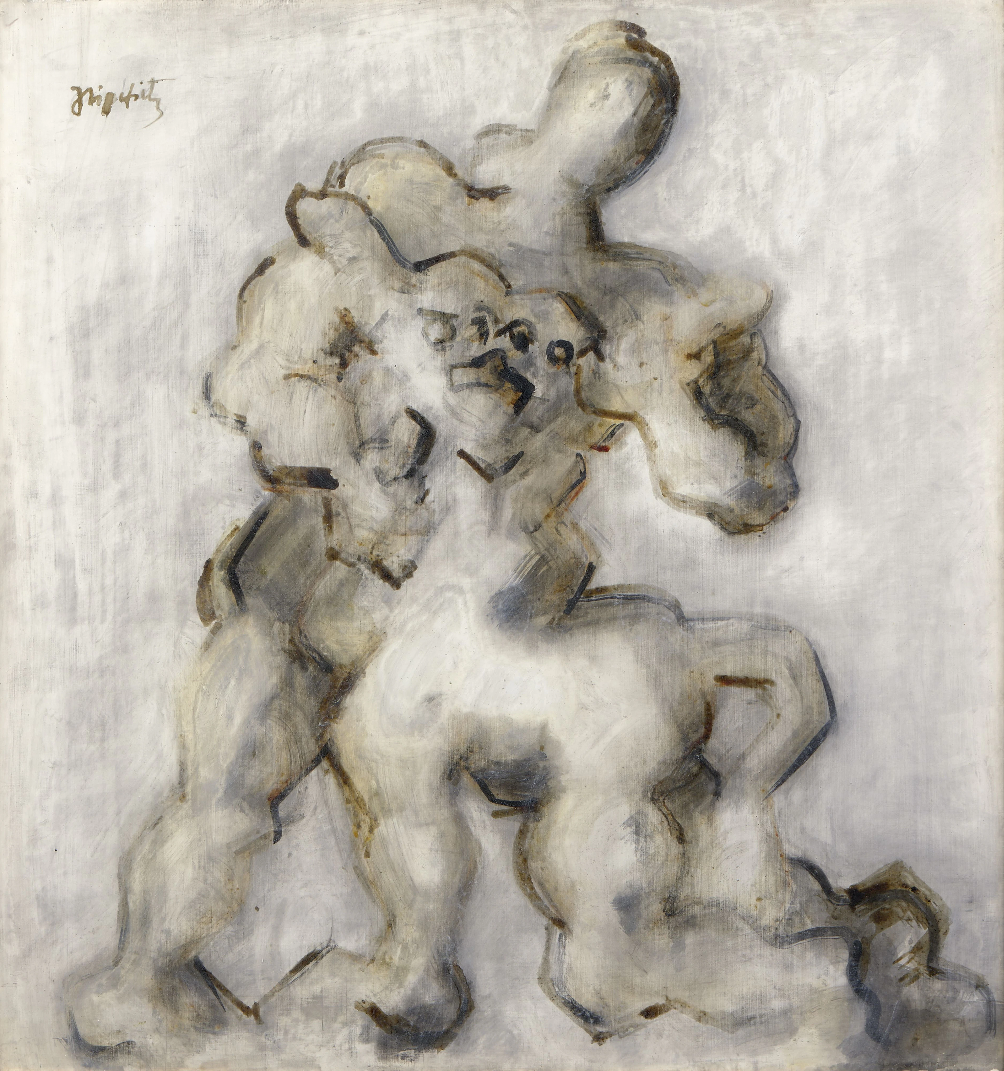 Jacques LIPCHITZ 1891-1973 Thésée - 1943 Gouache et lavis d'encre sur panneau