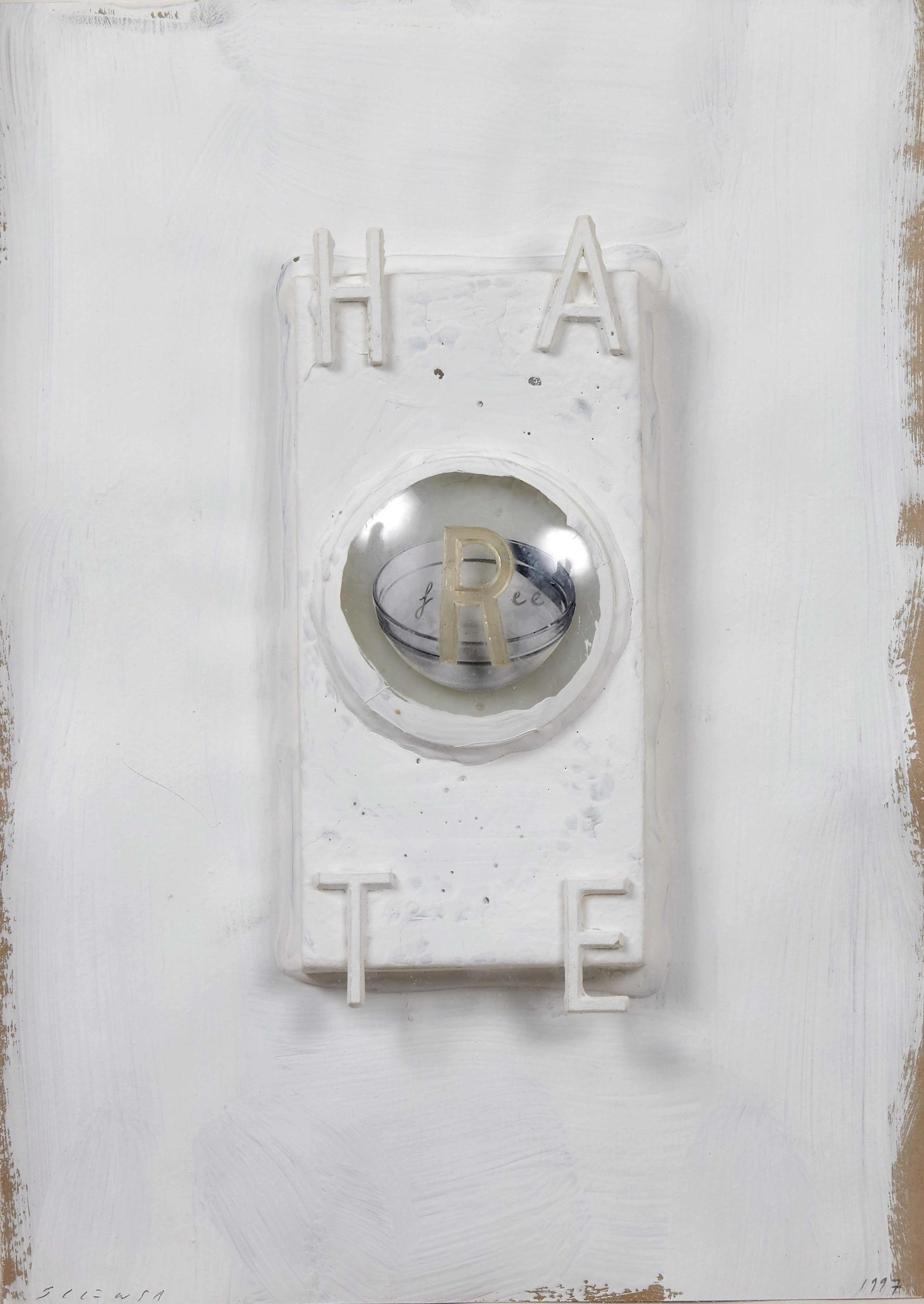 Jaume PLENSA (Né en 1955) Hate free - 1997 Technique mixte et collage sur papier