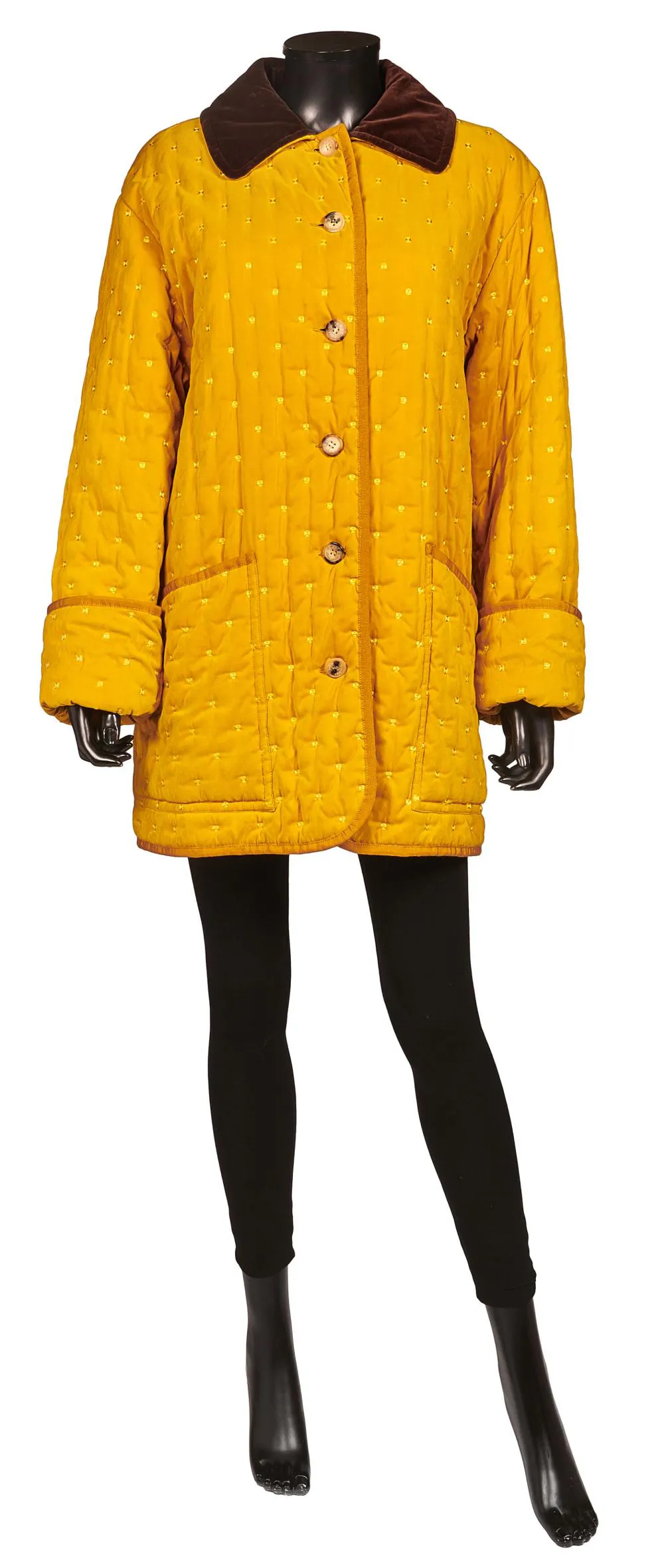 Veste Longue Marron Ouatinée Avec Col Fourrure – Taille 44 – Marque Lea Lauryl – Occasion