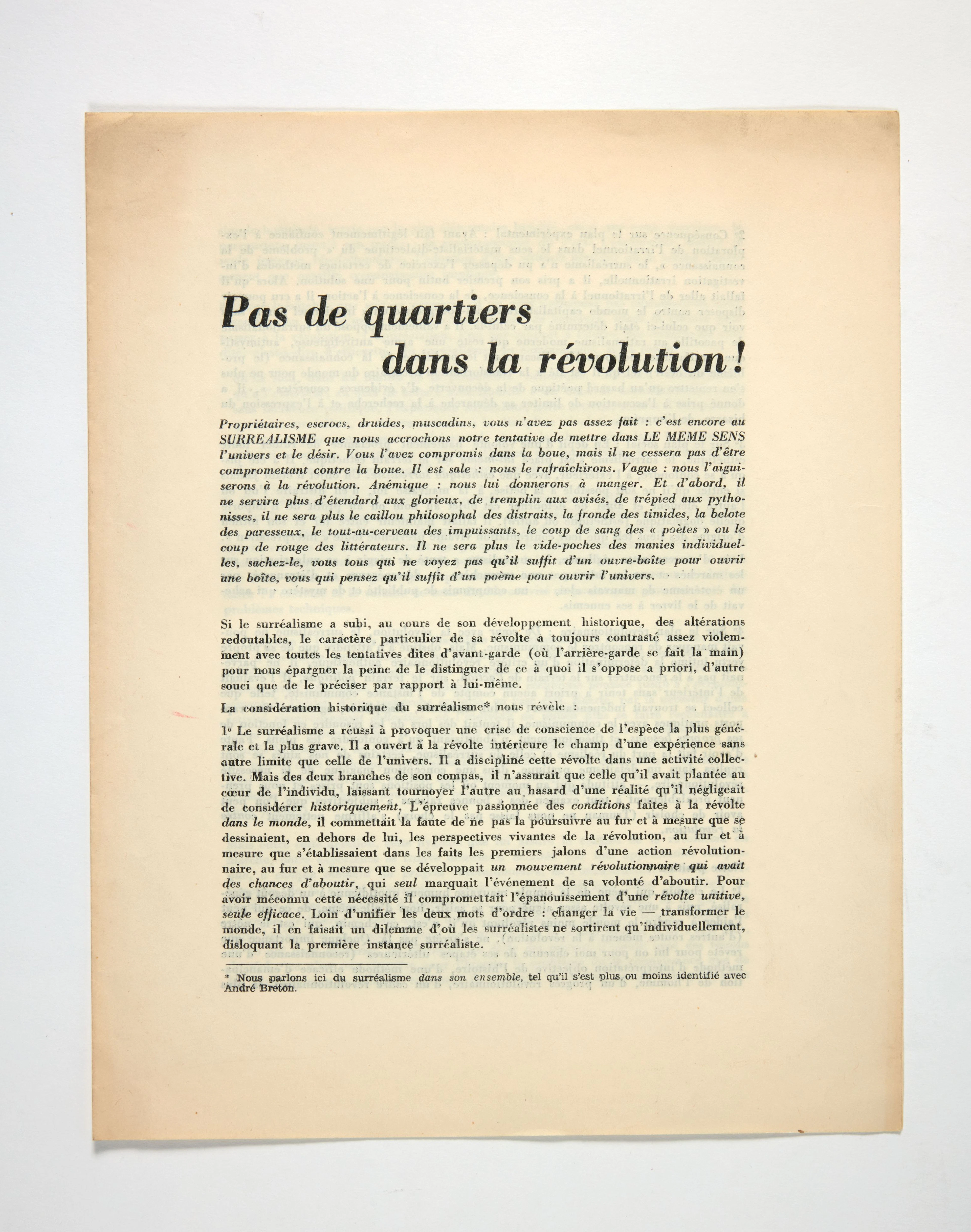 [TRACT]. Pas de quartiers dans la révolution ! Bruxelles, le 7 juin 1947.