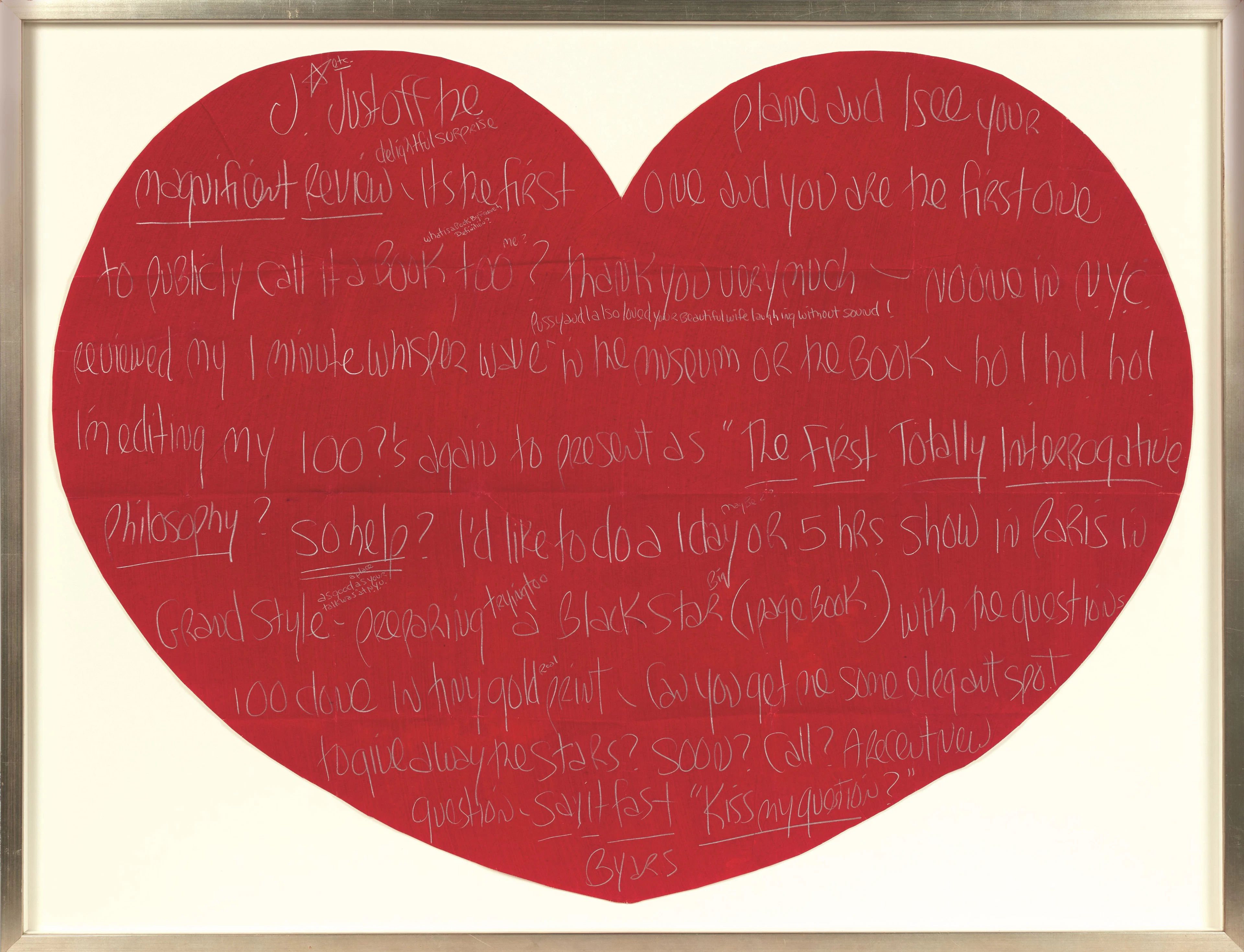 James Lee BYARS. Lettre en forme de cœur. Sans lieu ni date.