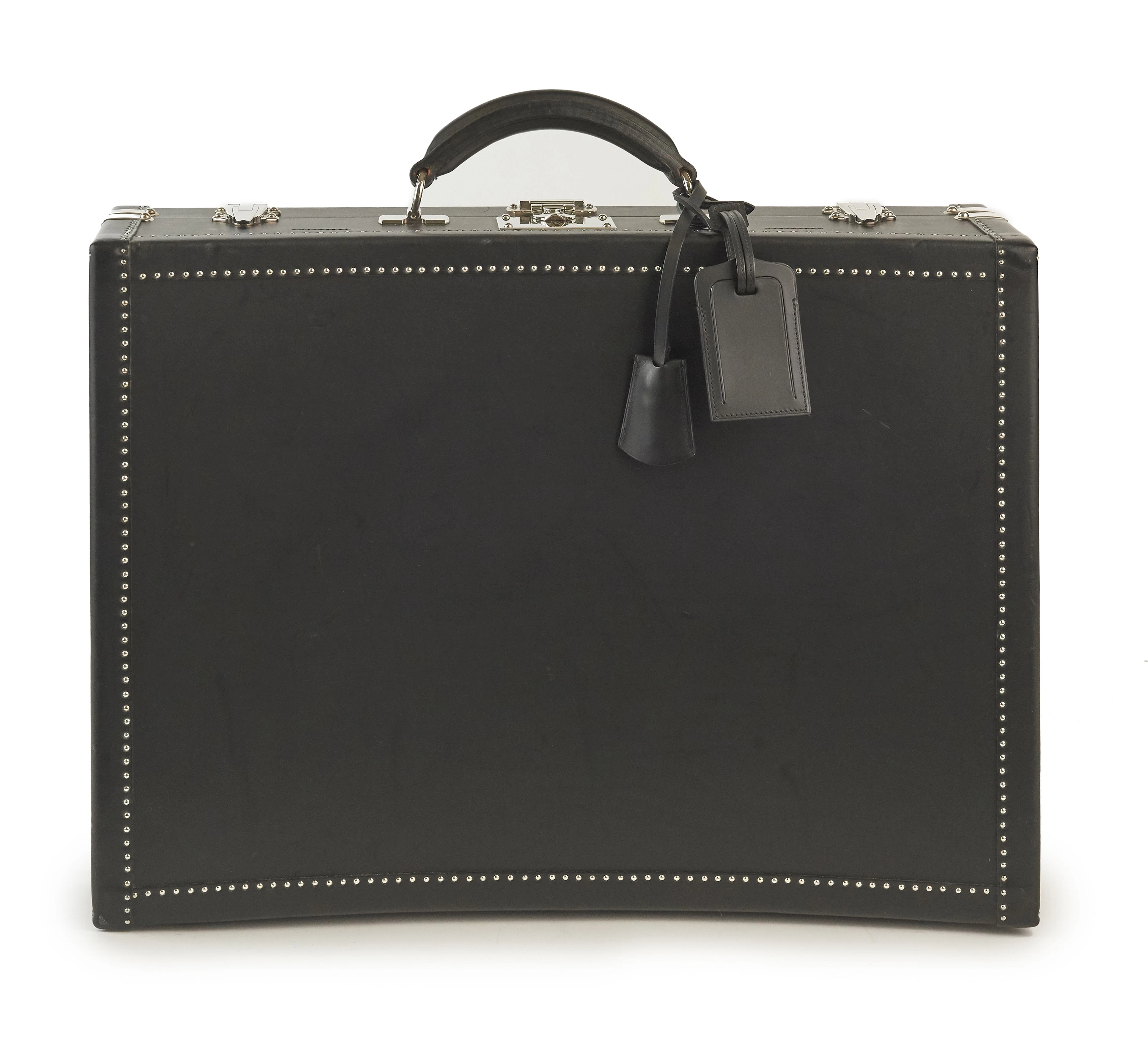 MOYNAT Mallette courbée Cuir noir Garniture en métal...