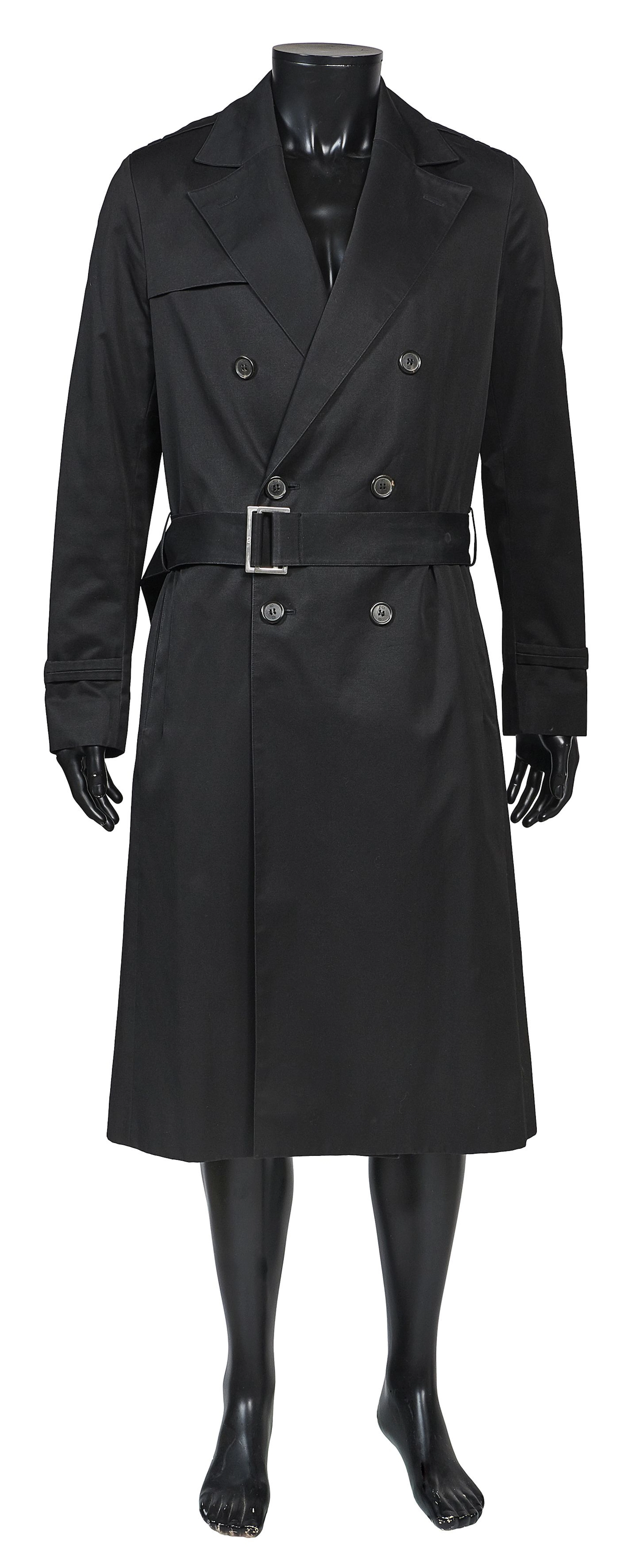 DIOR Trench pour homme en coton mélangé noir agrémenté...